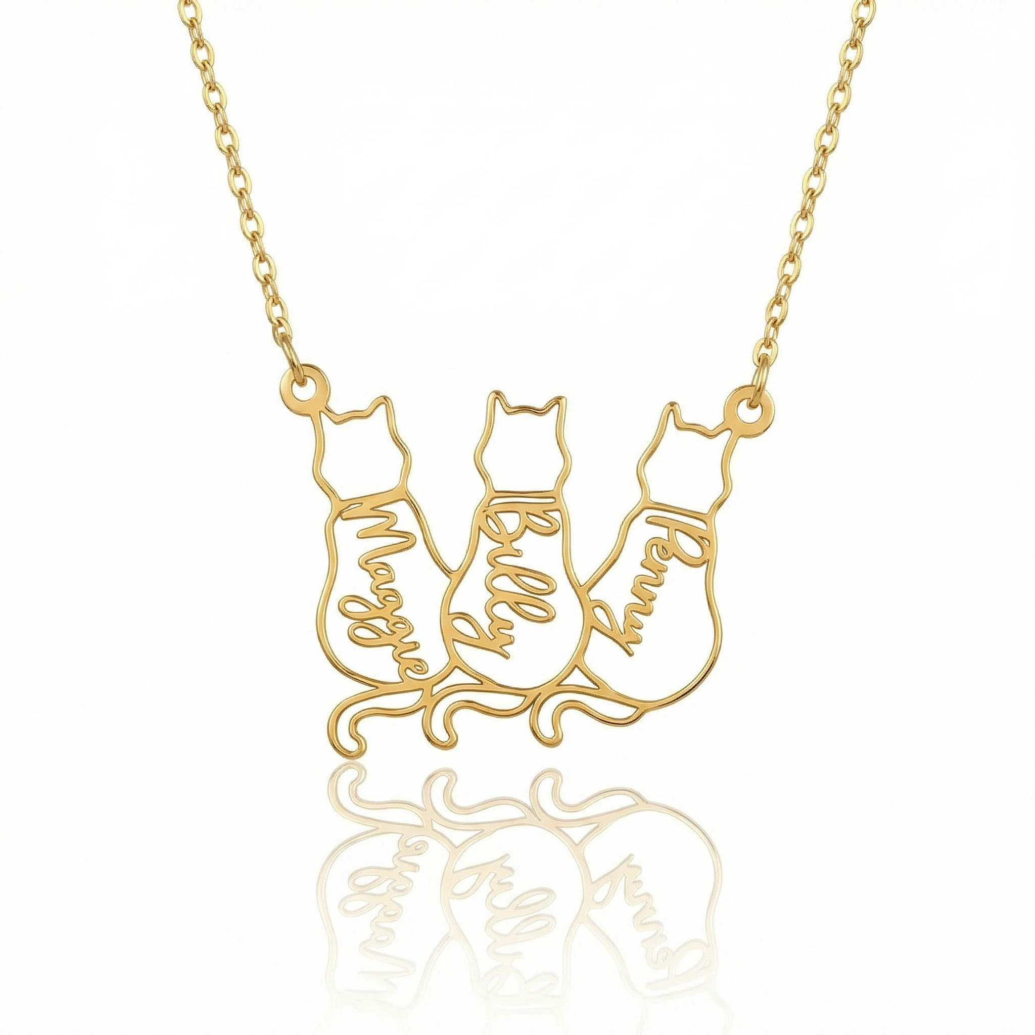 Personalized Name Lucky Cat Necklace