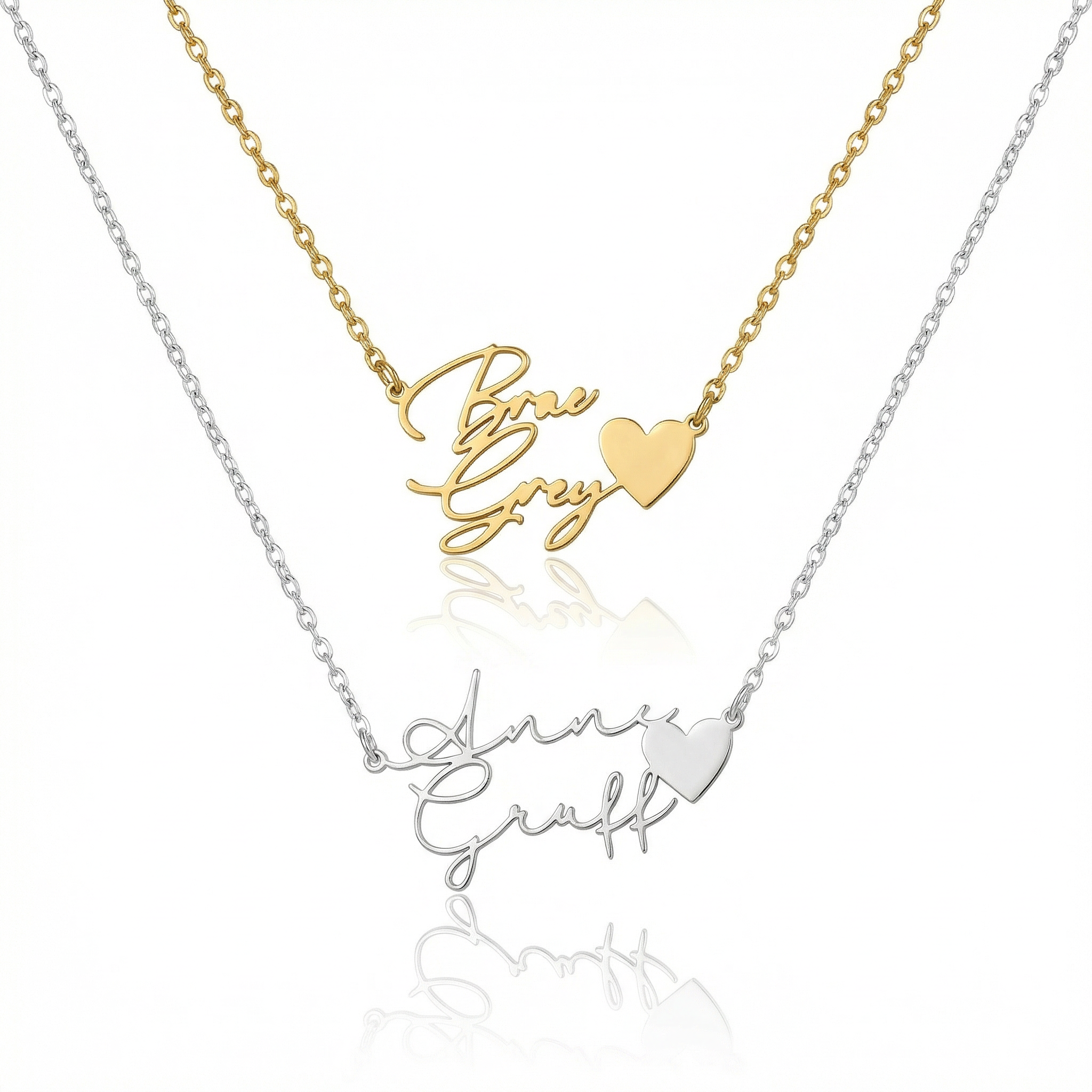 Personalized Two Name Necklace with Heart