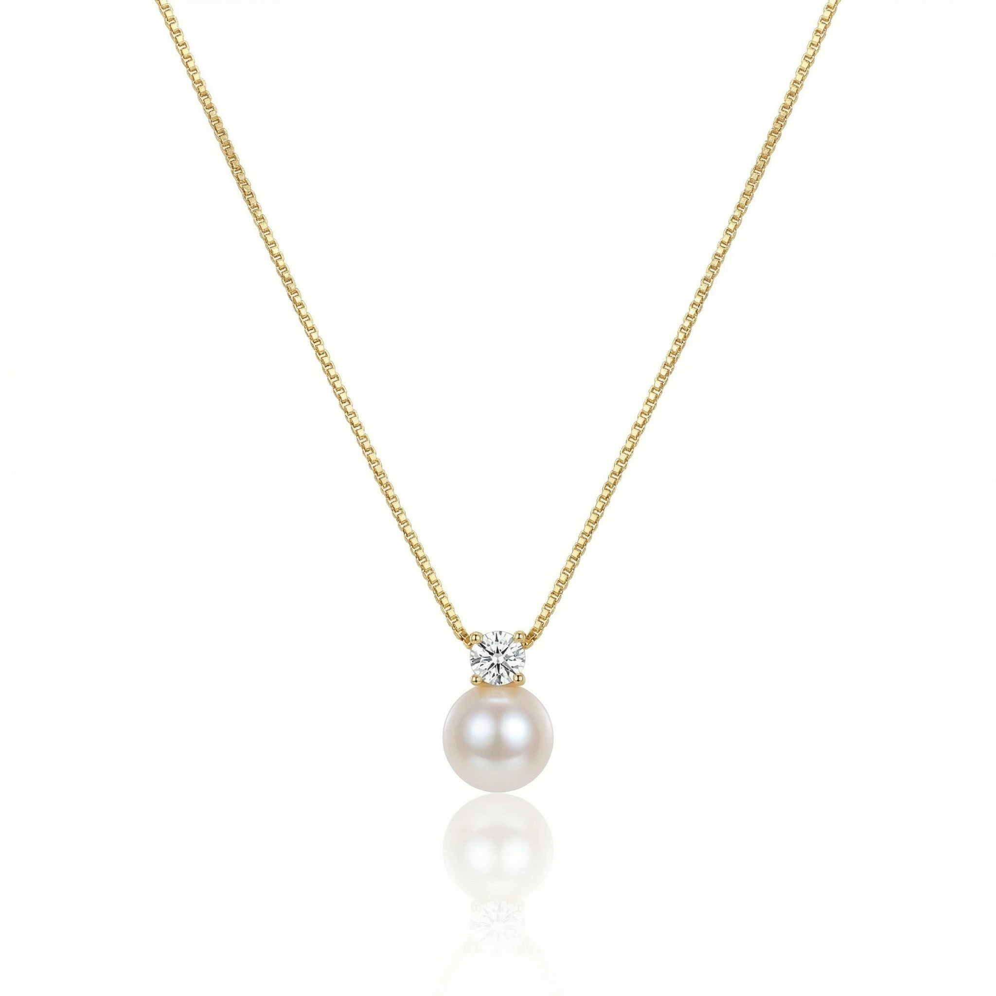 925 Sterling Silver Diamond & Pearl Necklace