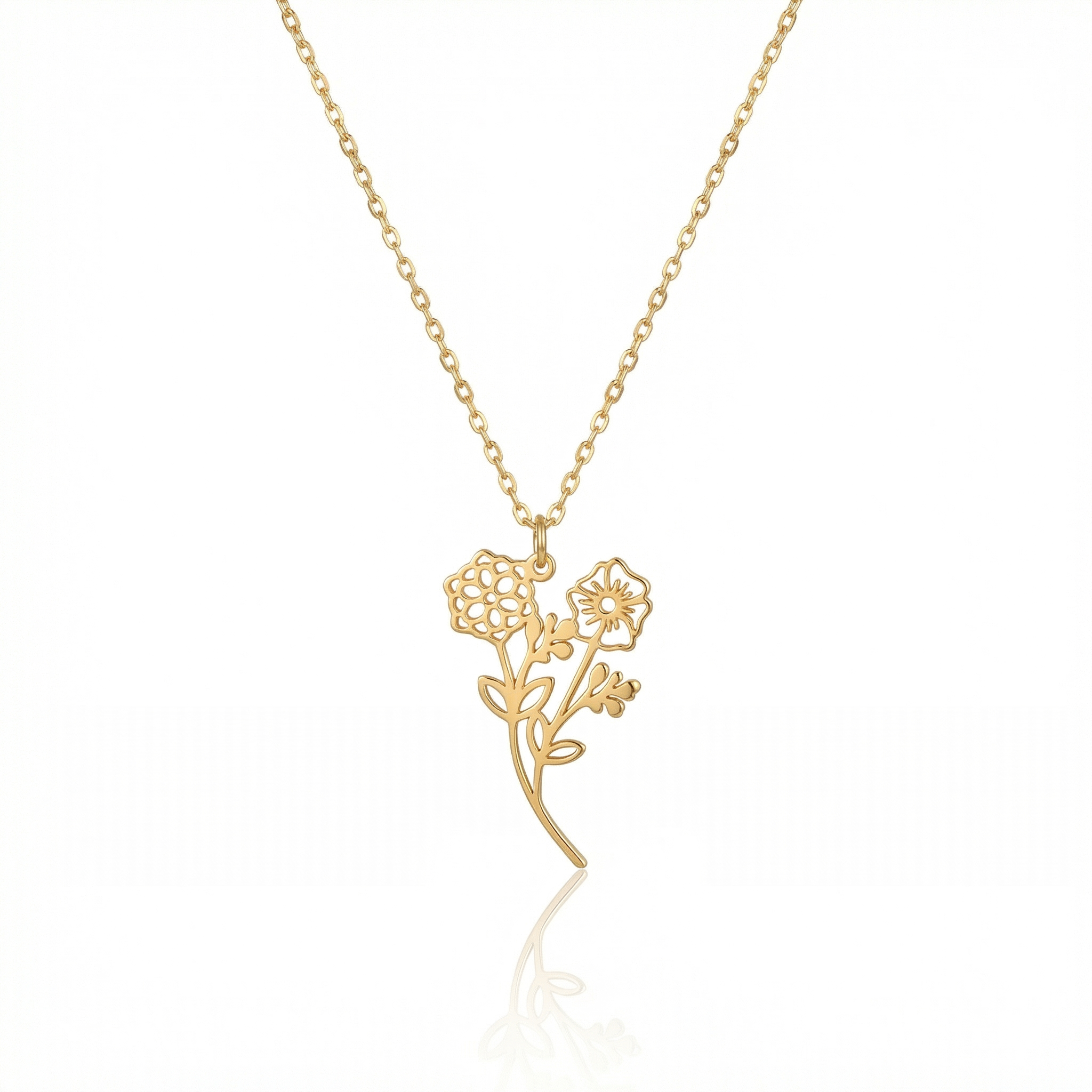 Personalized Birthday Flower Pendant Necklace