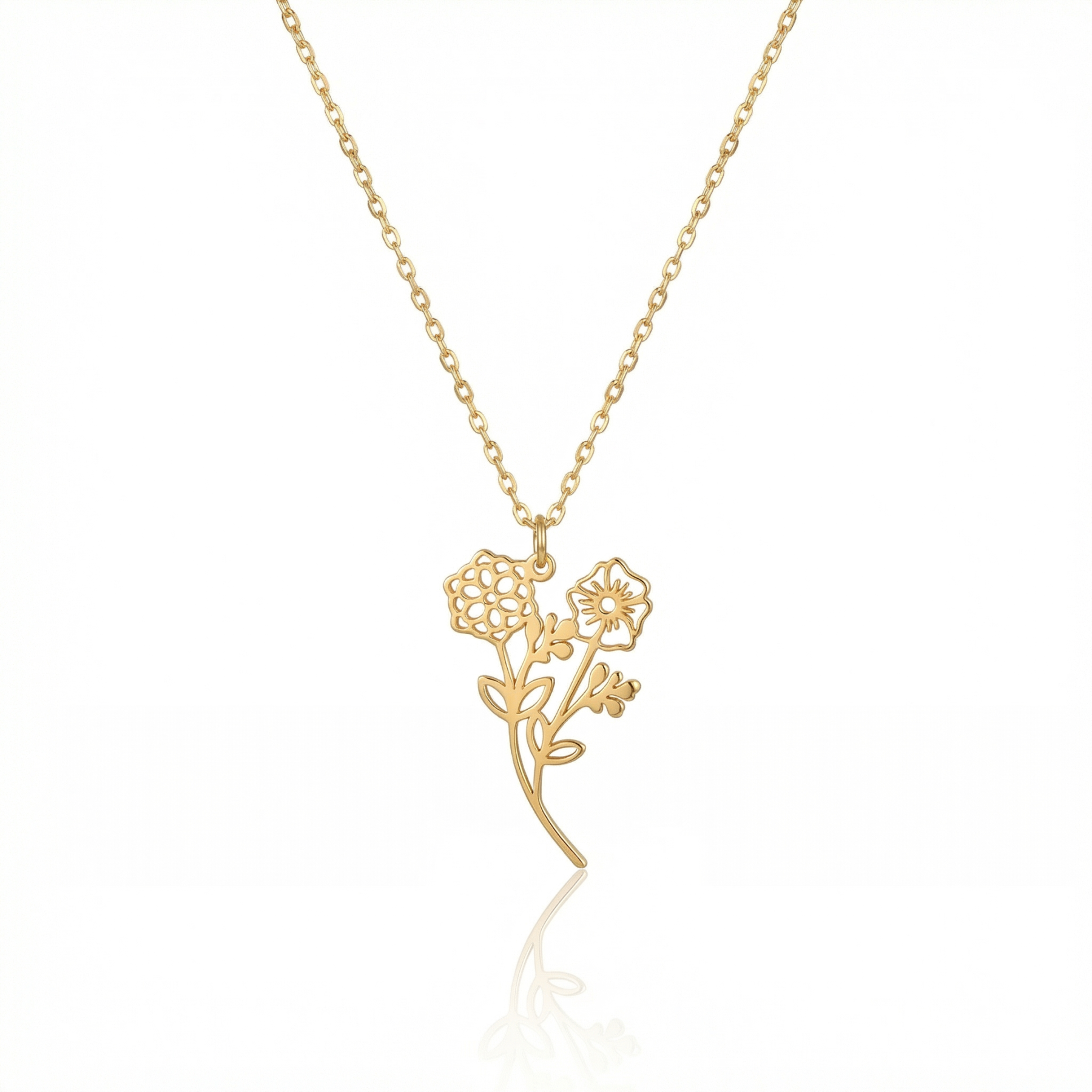 Personalized Birthday Flower Pendant Necklace
