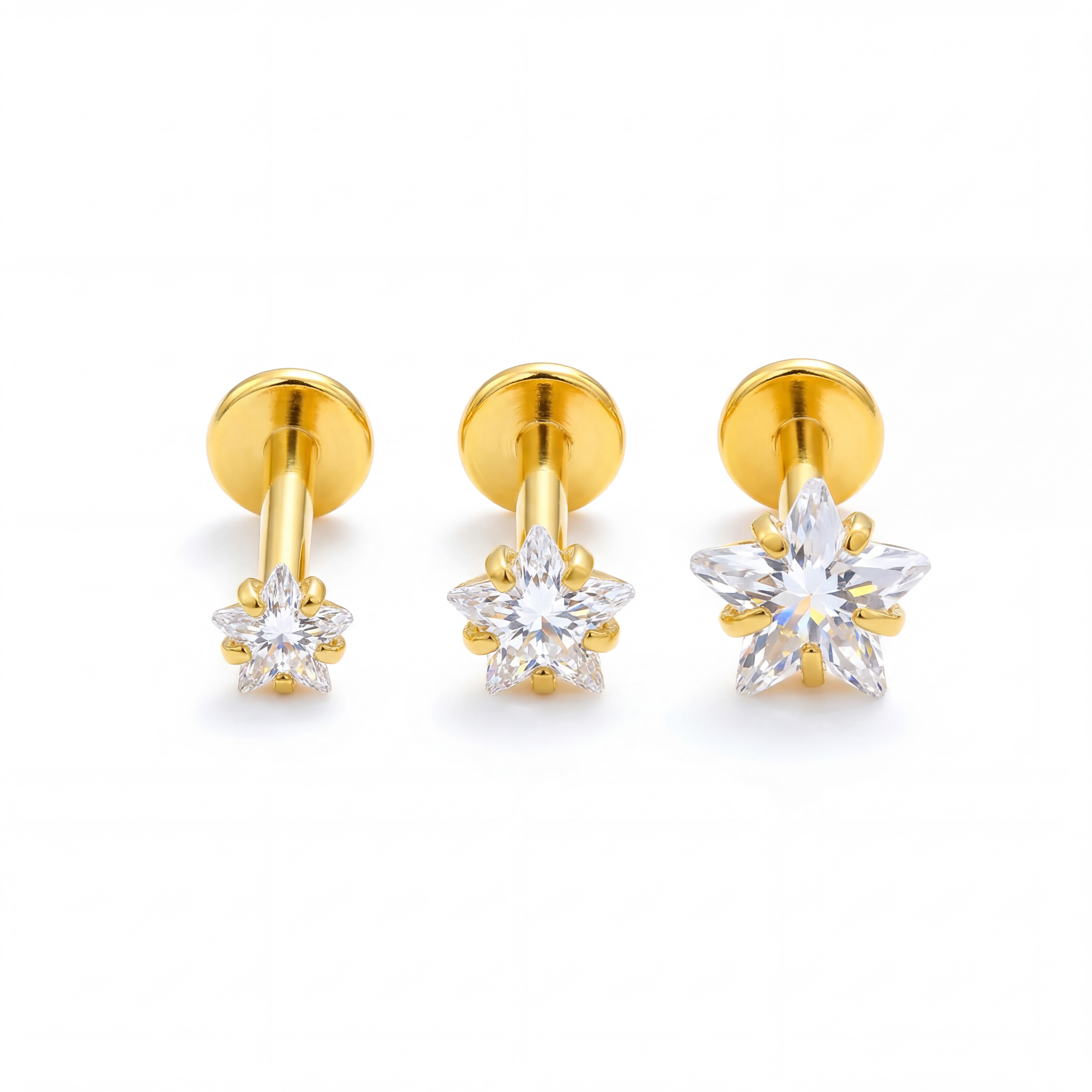 CZ Star Flat Back Labret Stud (2PCS)