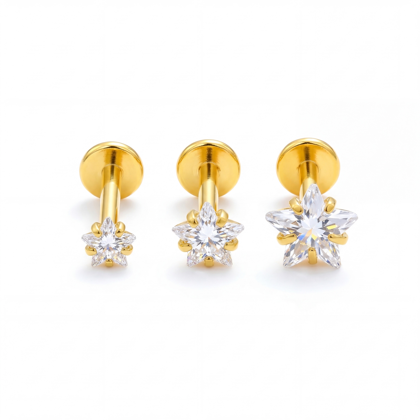 CZ Star Flat Back Labret Stud (2PCS)