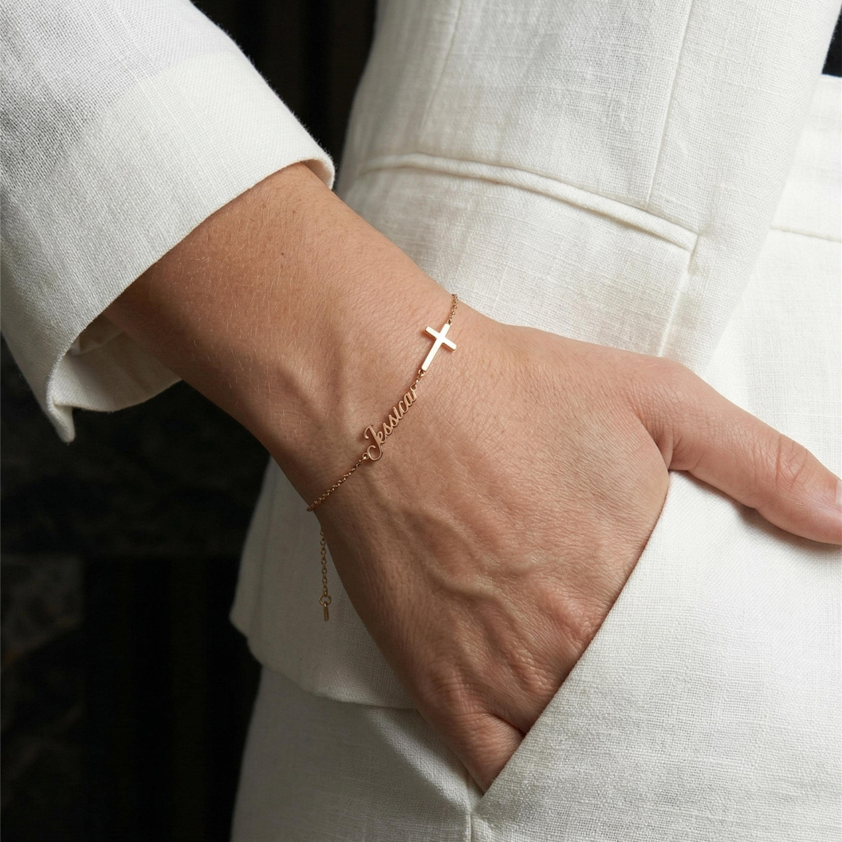 Personalized Name Cross Bracelet