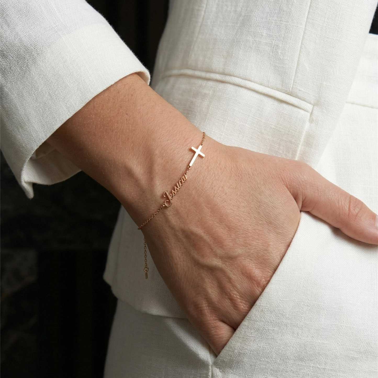 Personalized Name Cross Bracelet