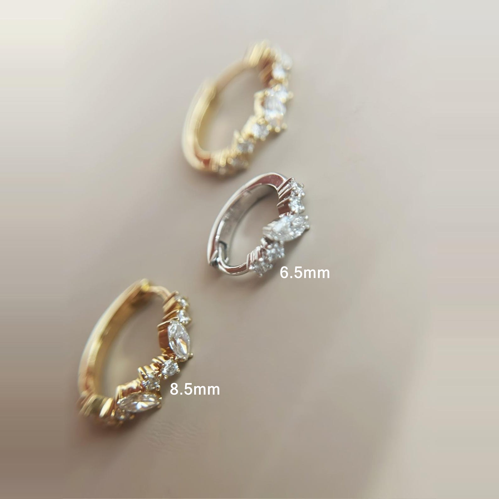 Marquise CZ Irregular Huggie Hoops