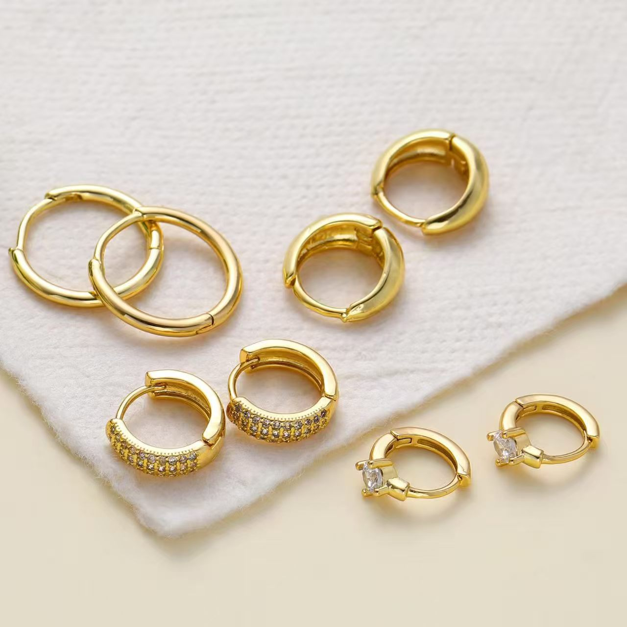 CZ Hoop Earring Set