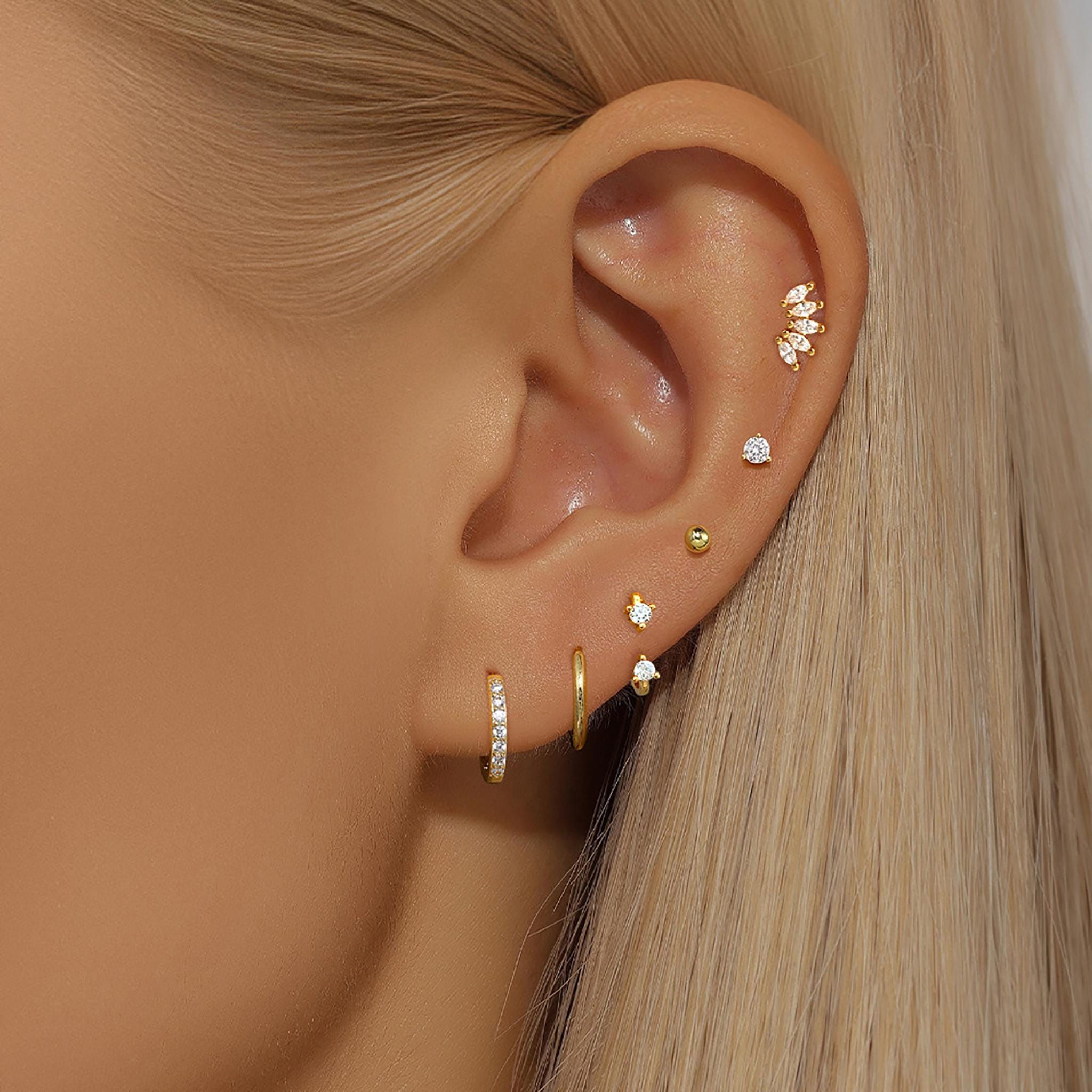 CZ Pavé Stud & Hoop Earring Set