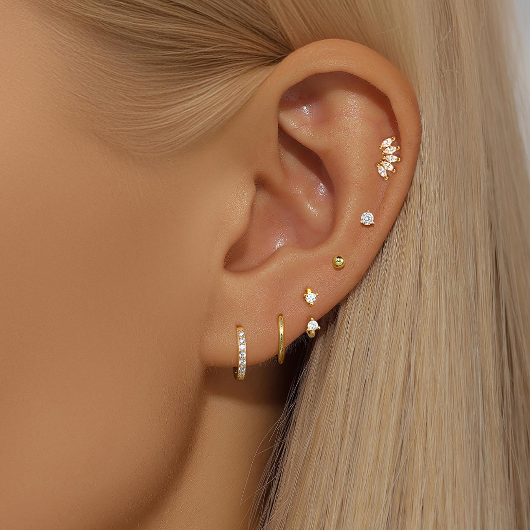CZ Pavé Stud & Hoop Earring Set