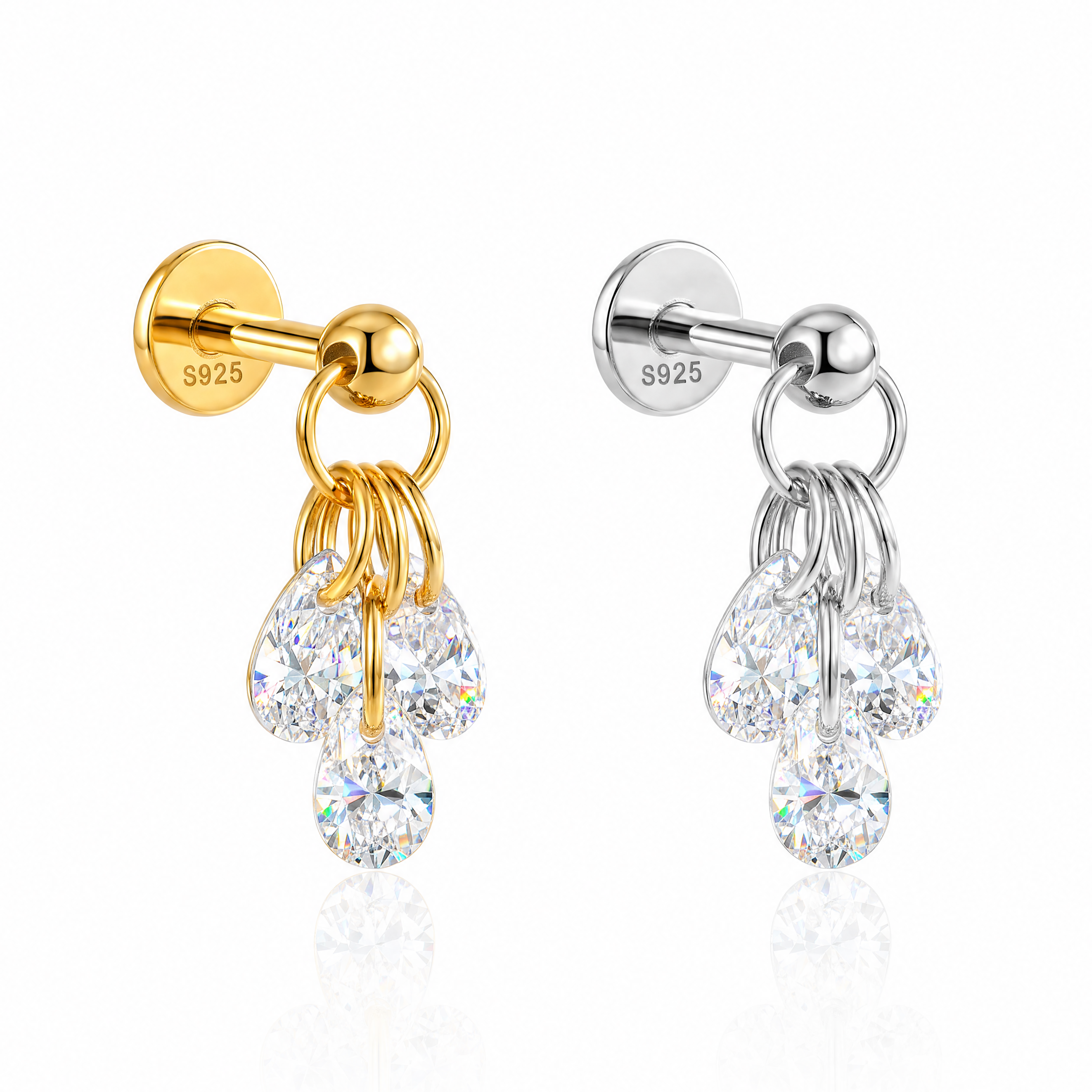 CZ Drop Flat Back Stud