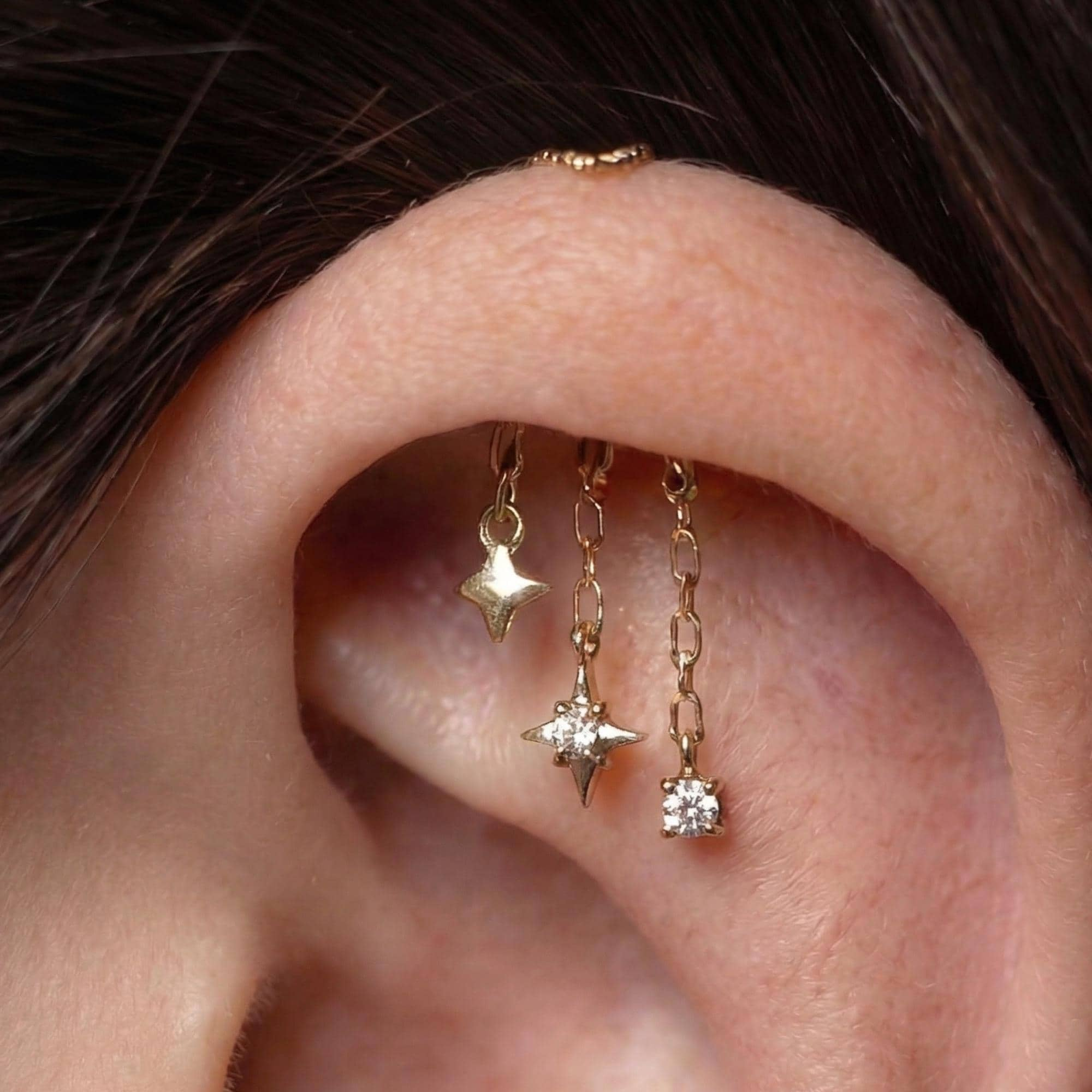 Vertical Spiral Chain Earring