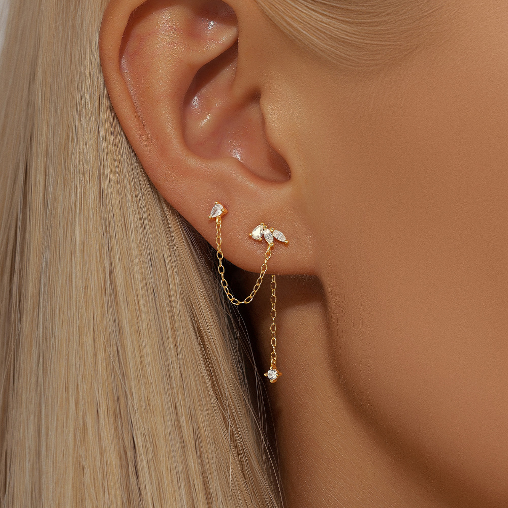 CZ Tassel Chain Stud Earring