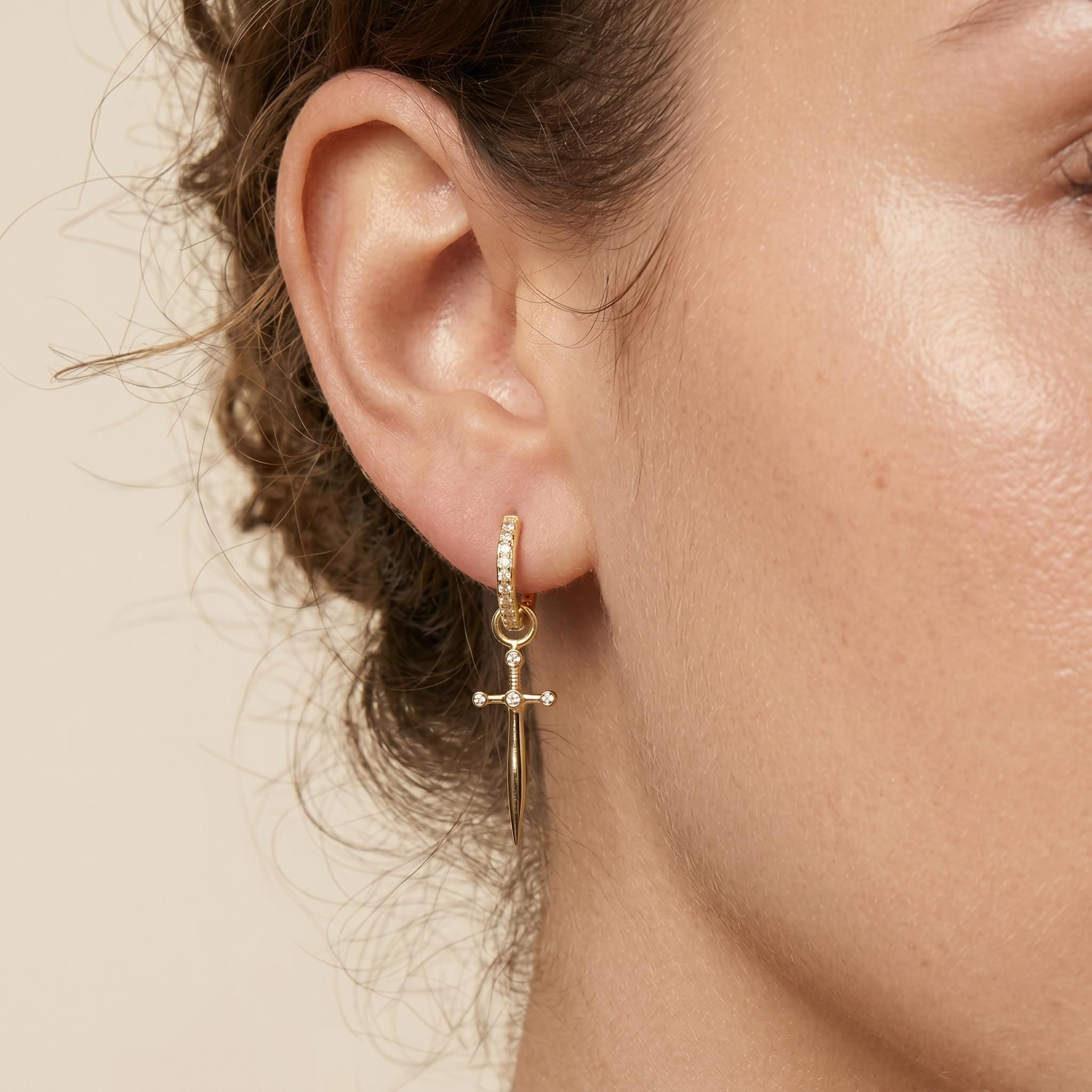 Sword Charm Hoop Earrings