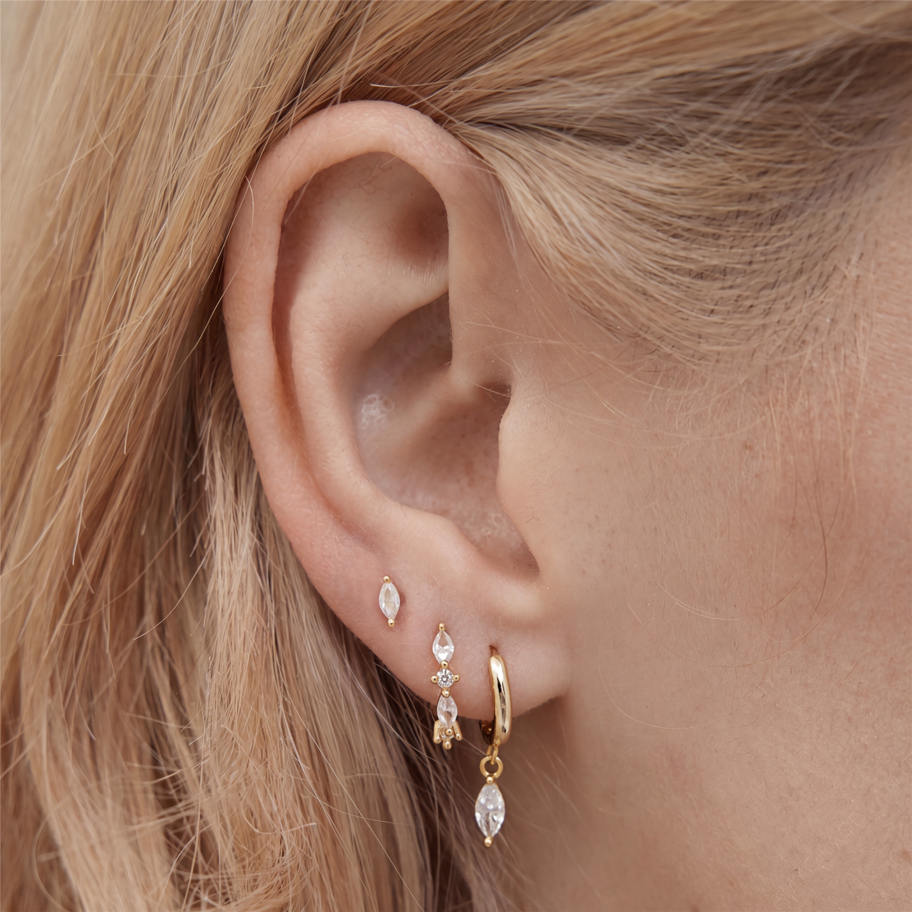 Marquise CZ Hoop & Stud Set