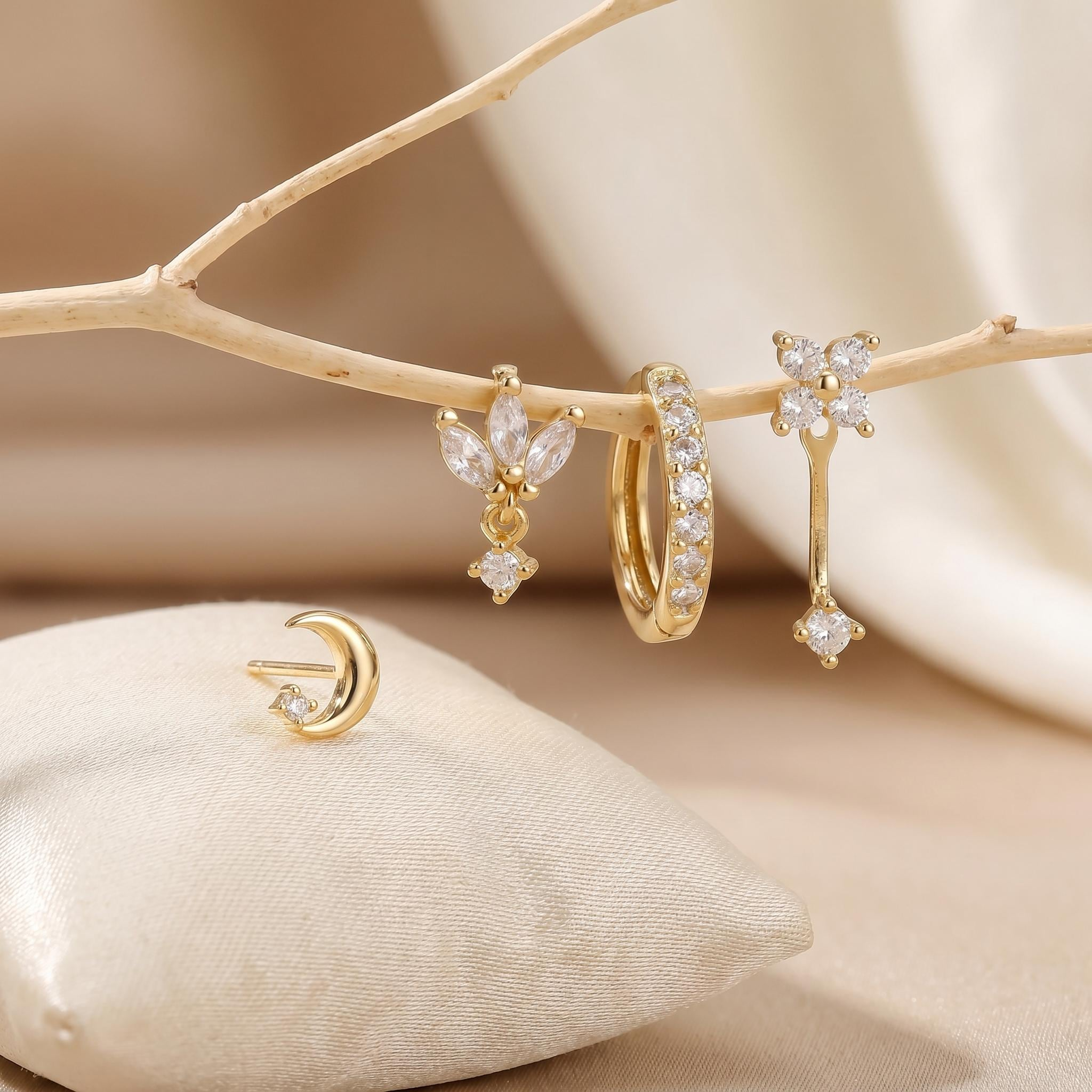 Dainty CZ Dangle Earring Set