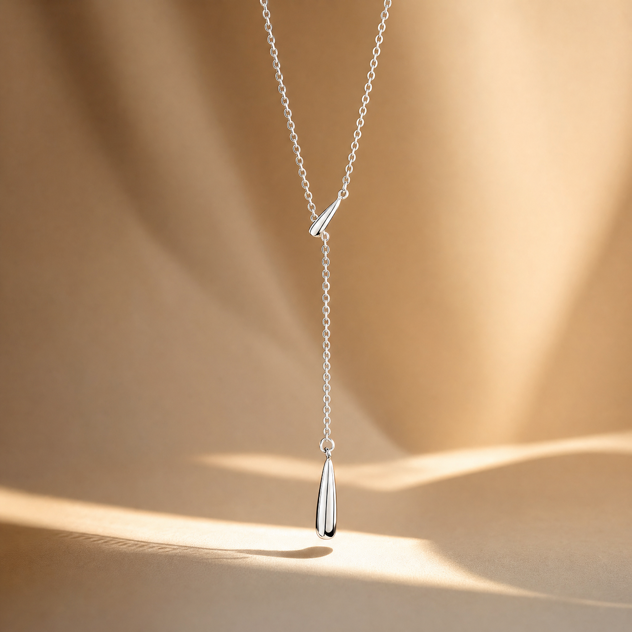 Minimalist Teardrop Lariat Necklace