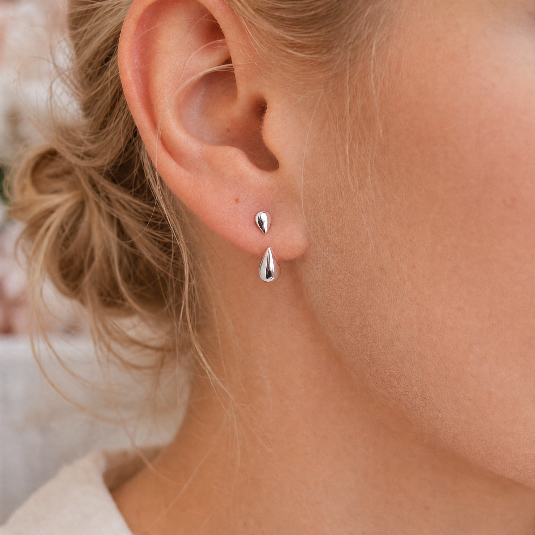 Back Drop Teardrop Stud Earrings