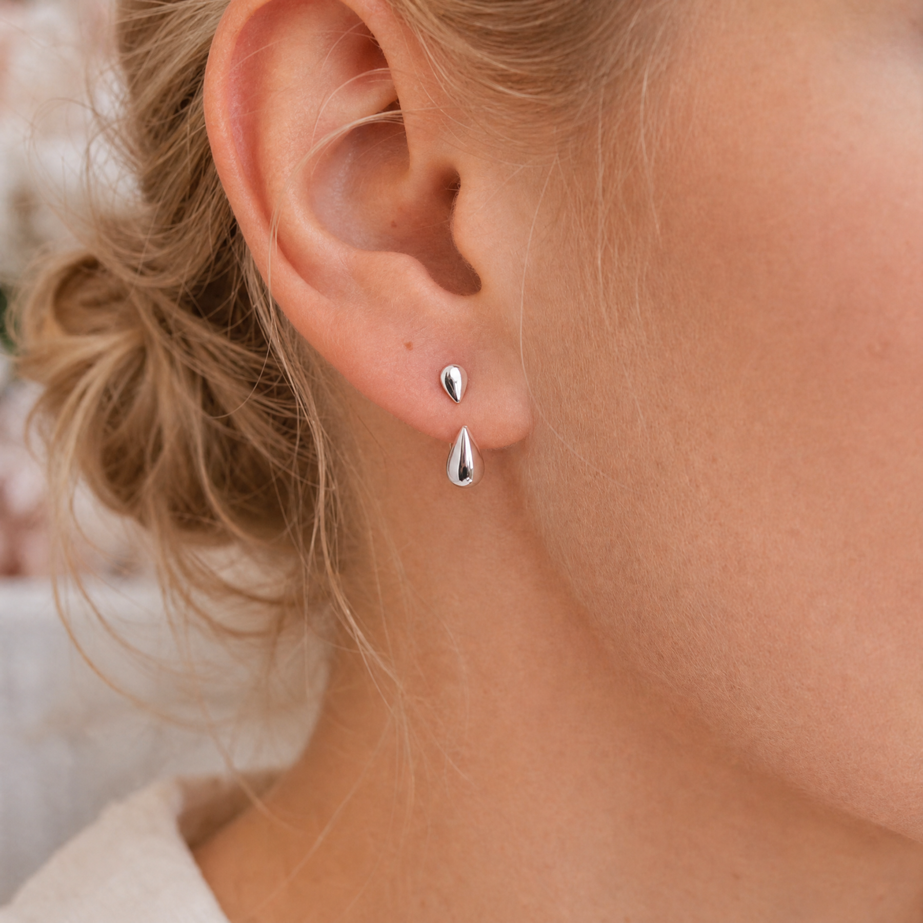 Back Drop Teardrop Stud Earrings
