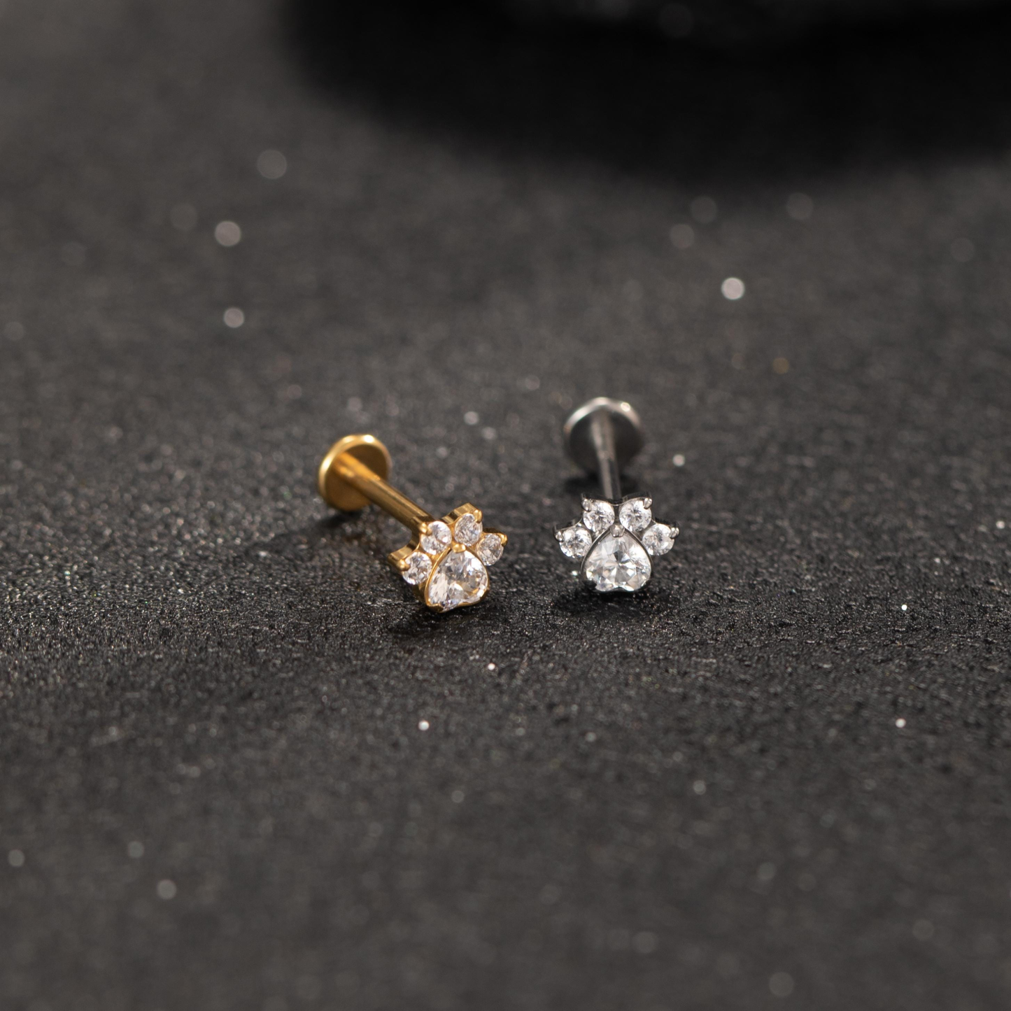Paw Print CZ Flat Back Stud