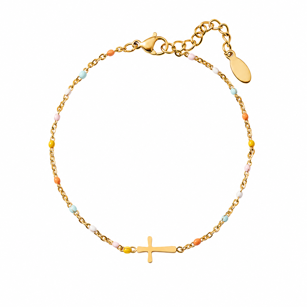 Sterling Silver Pray On It Cross Bracelet