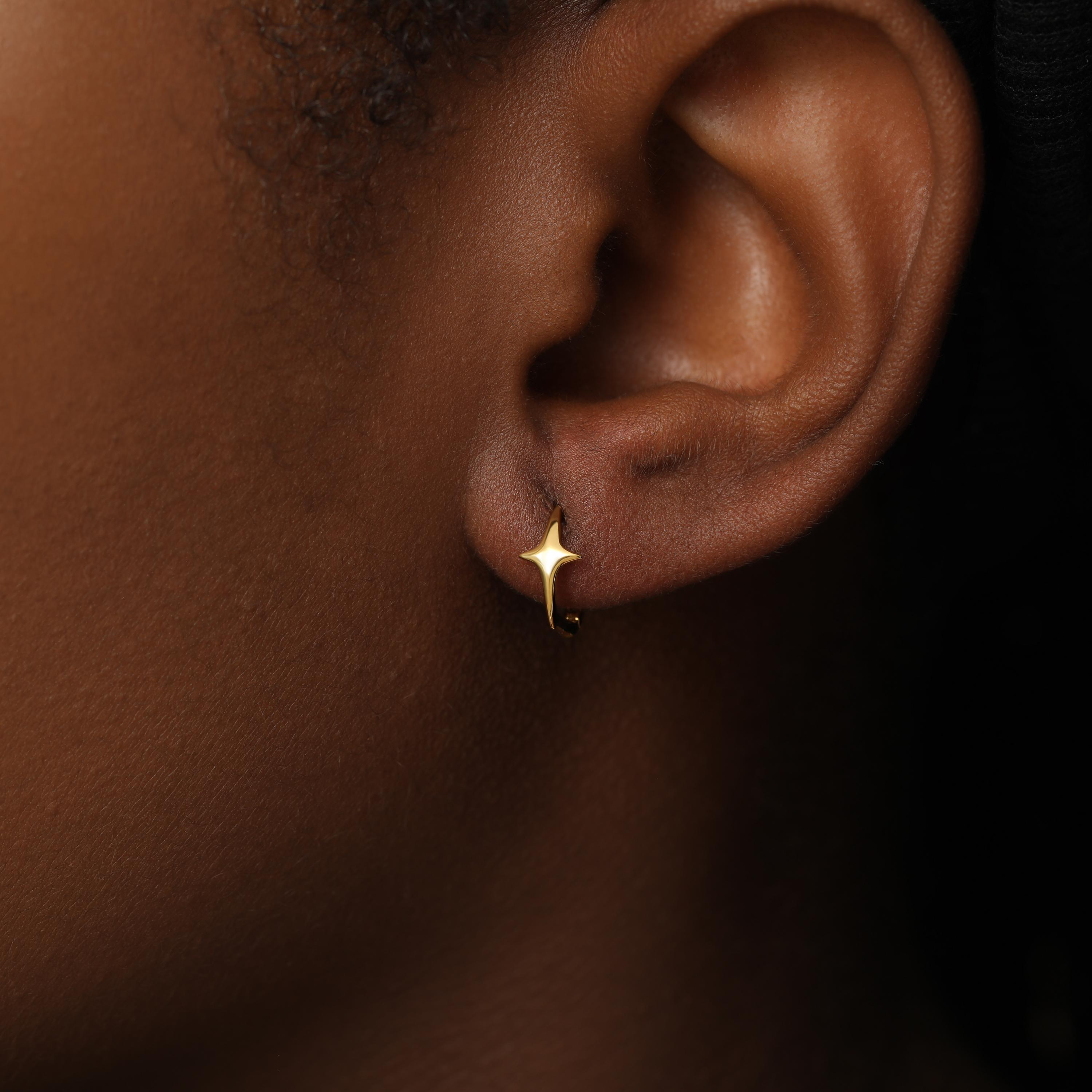 North Star Huggie Hoop Earring — A Tiny Spark for Everyday Shine