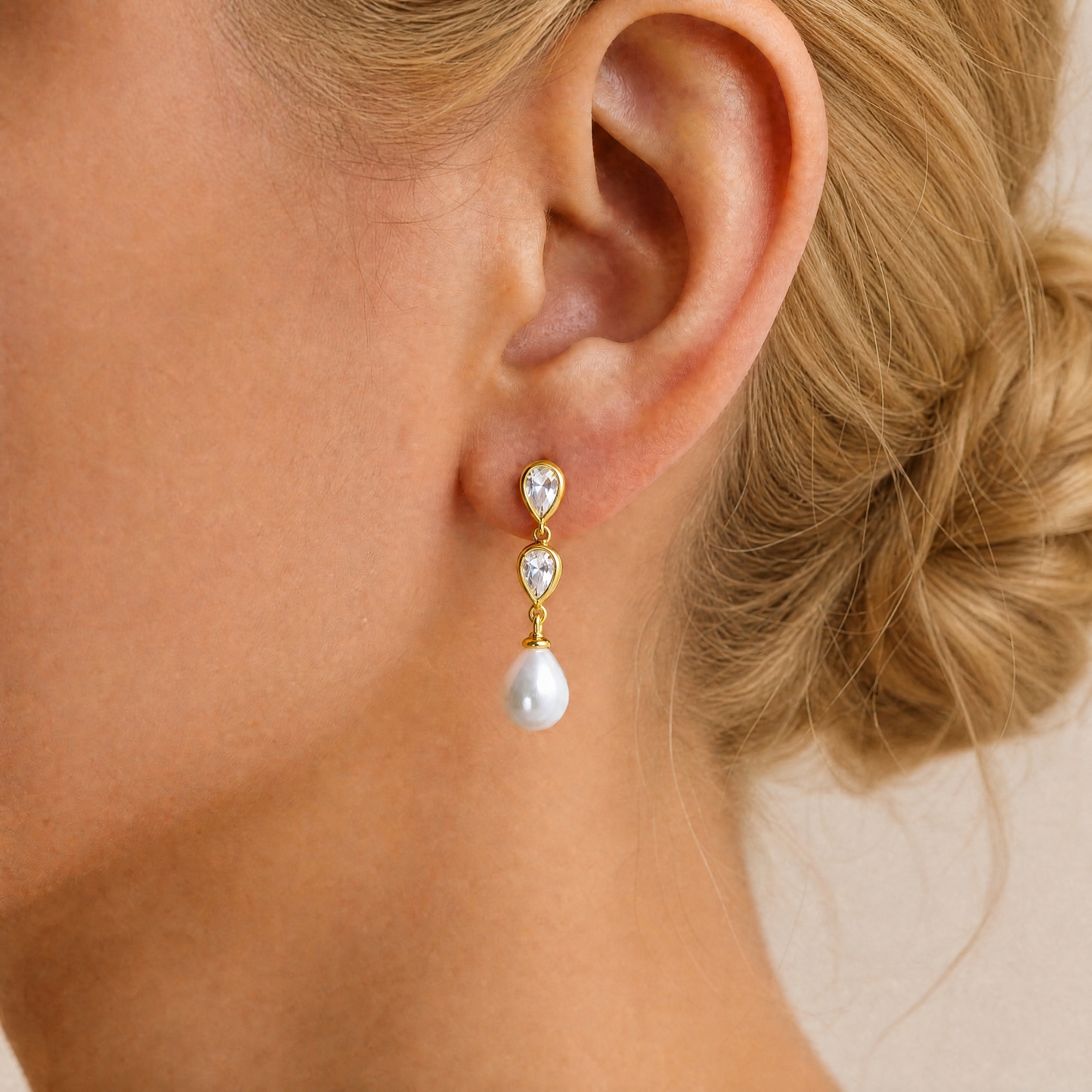 Pearl & Diamond Drop Earrings