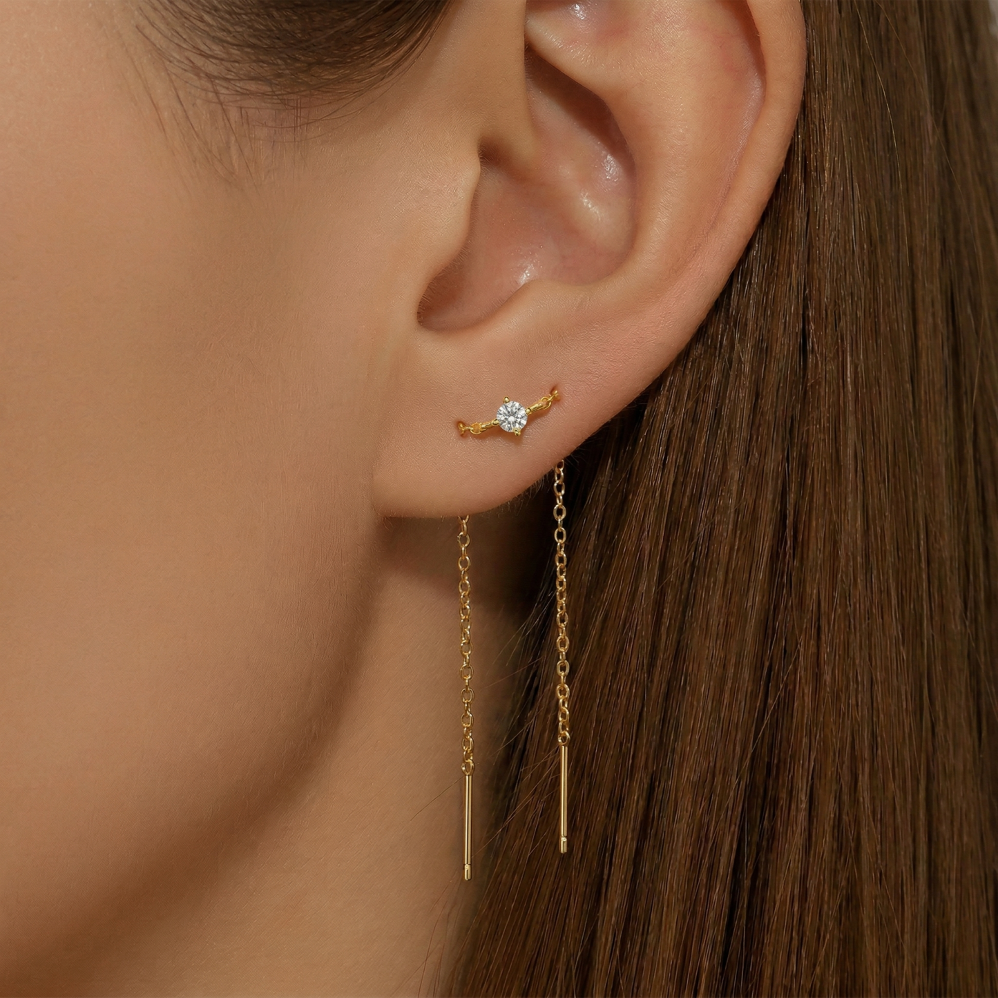 Threader Chain Earring —A line you carry through yourself
