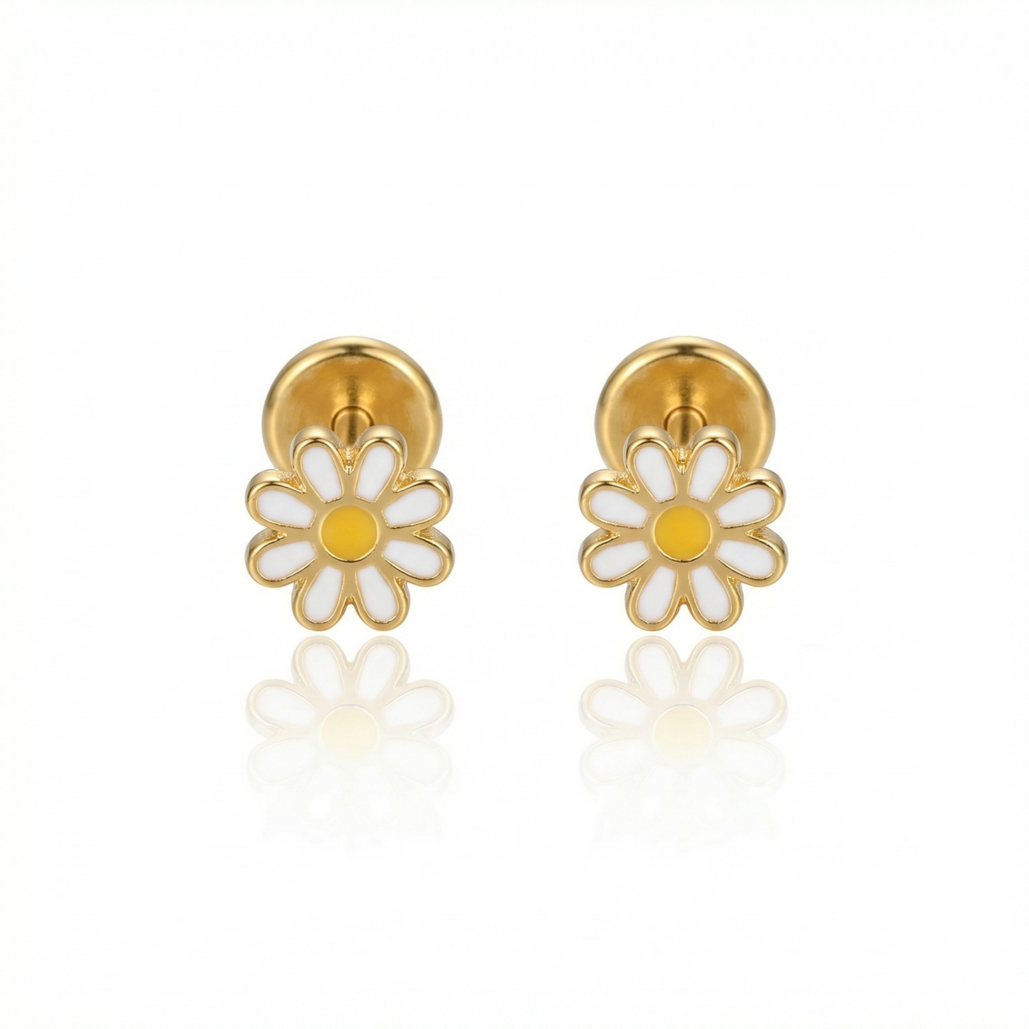 Titanium Daisy Flowers Stud Earring