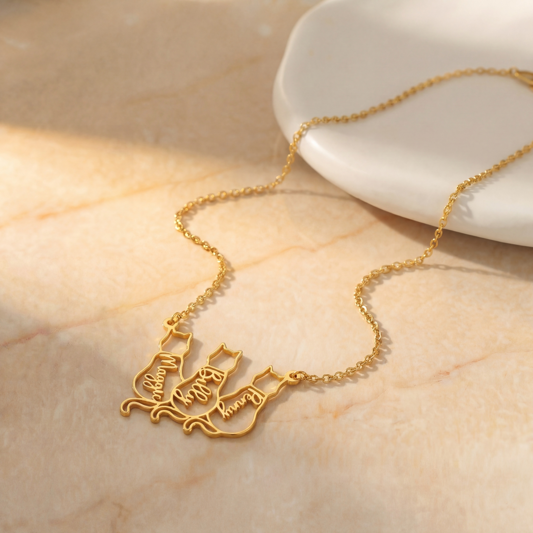 Personalized Dainty Cat Name Necklace