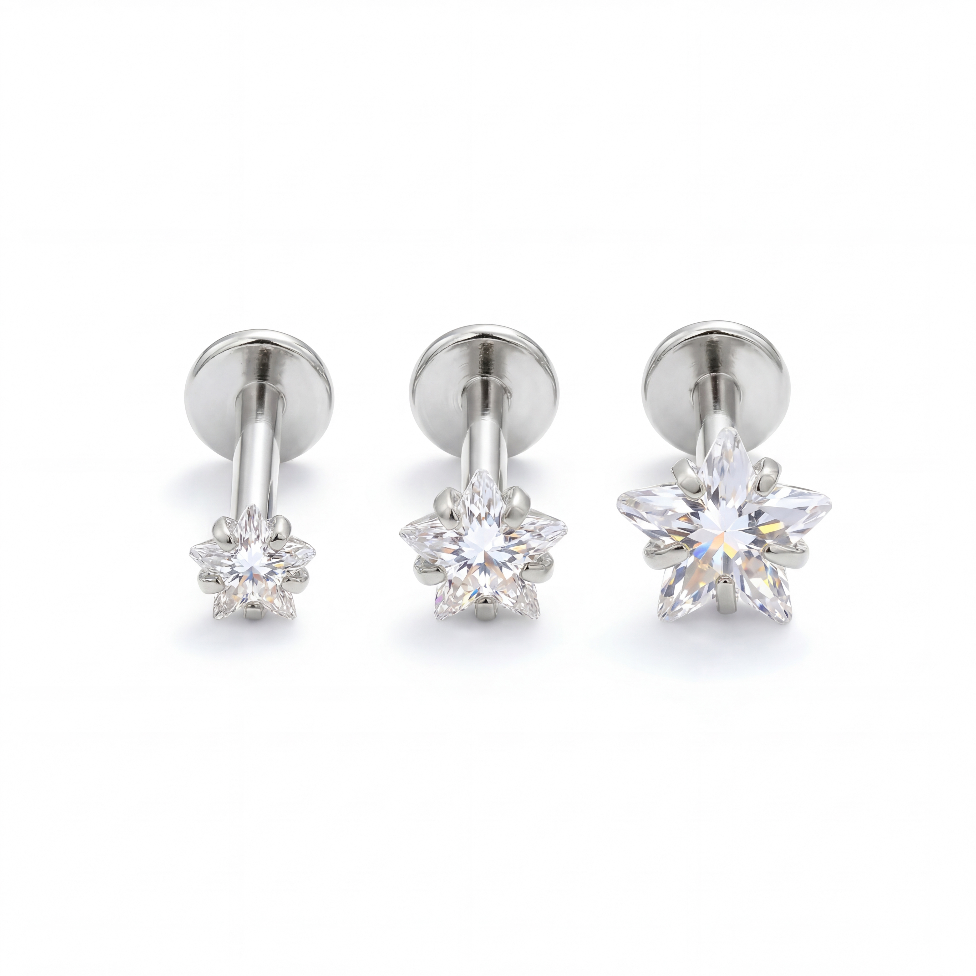 CZ Star Flat Back Labret Stud (2PCS)