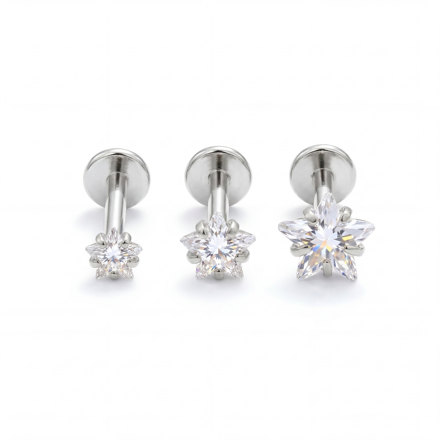 CZ Star Flat Back Labret Stud (2PCS)