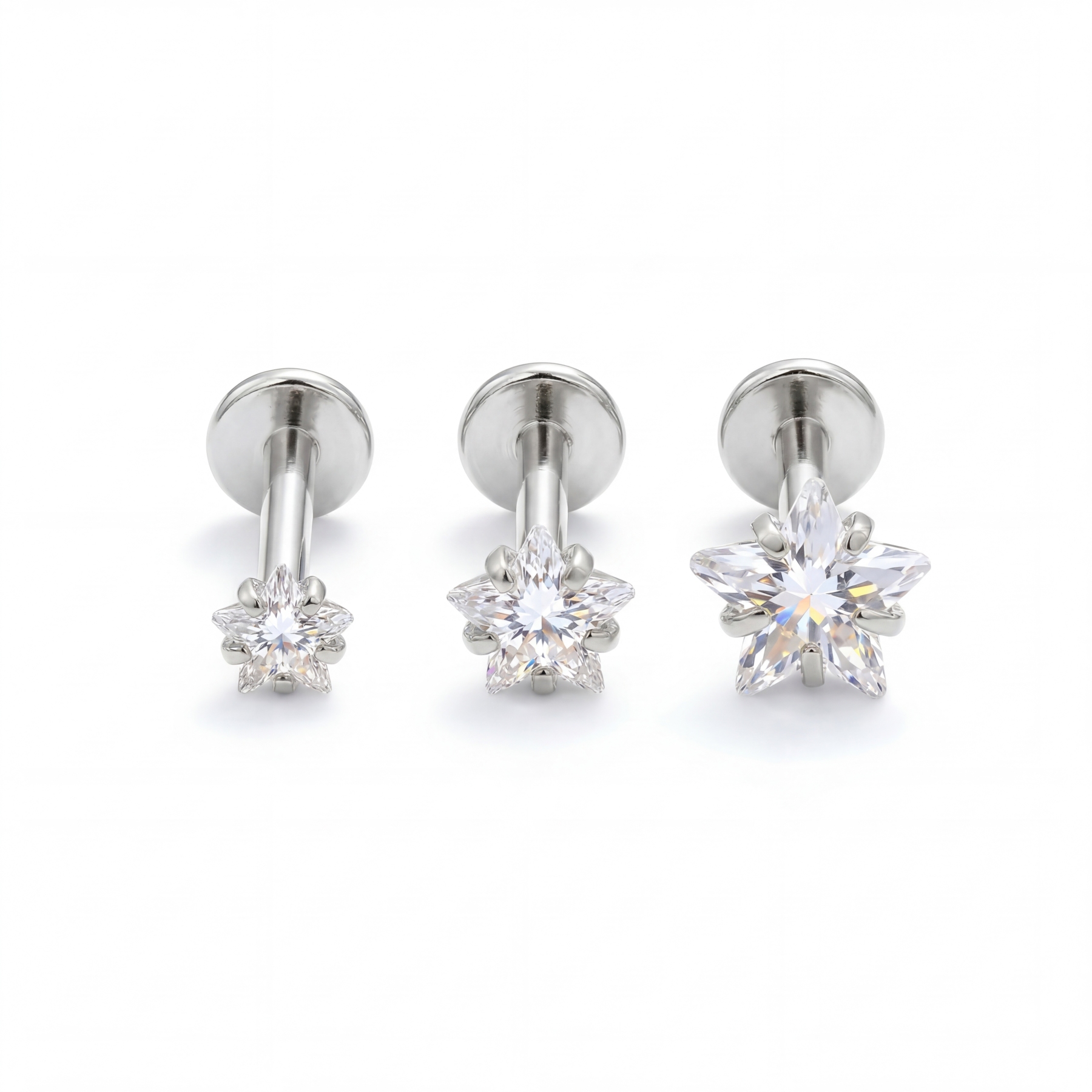 CZ Star Flat Back Labret Stud (2PCS)