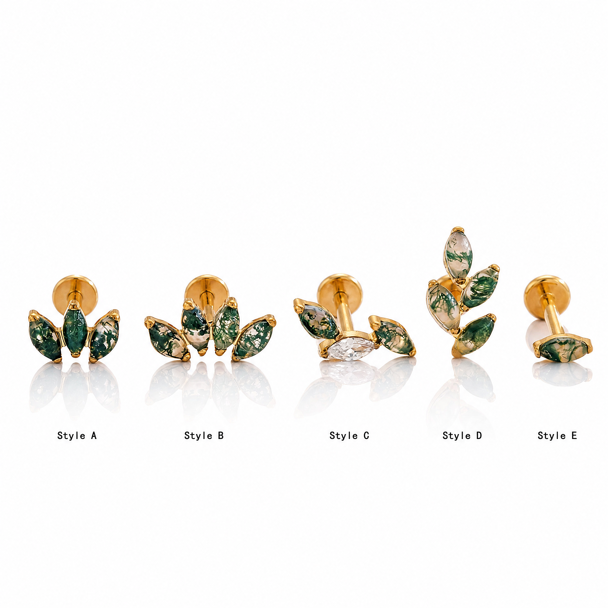 A Stone That’s Yours Alone — Moss Agate Titanium Stud