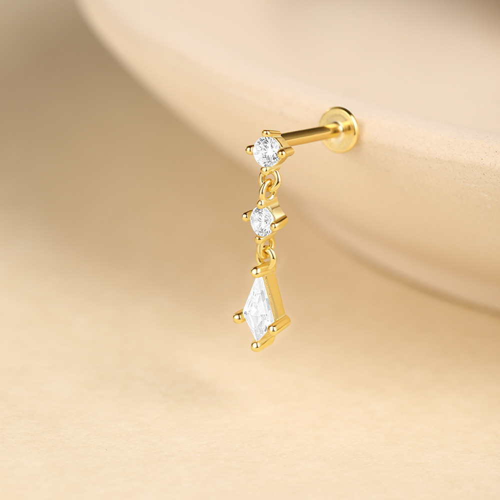 Sterling Silver Cz Dangle Labret (1 PC)