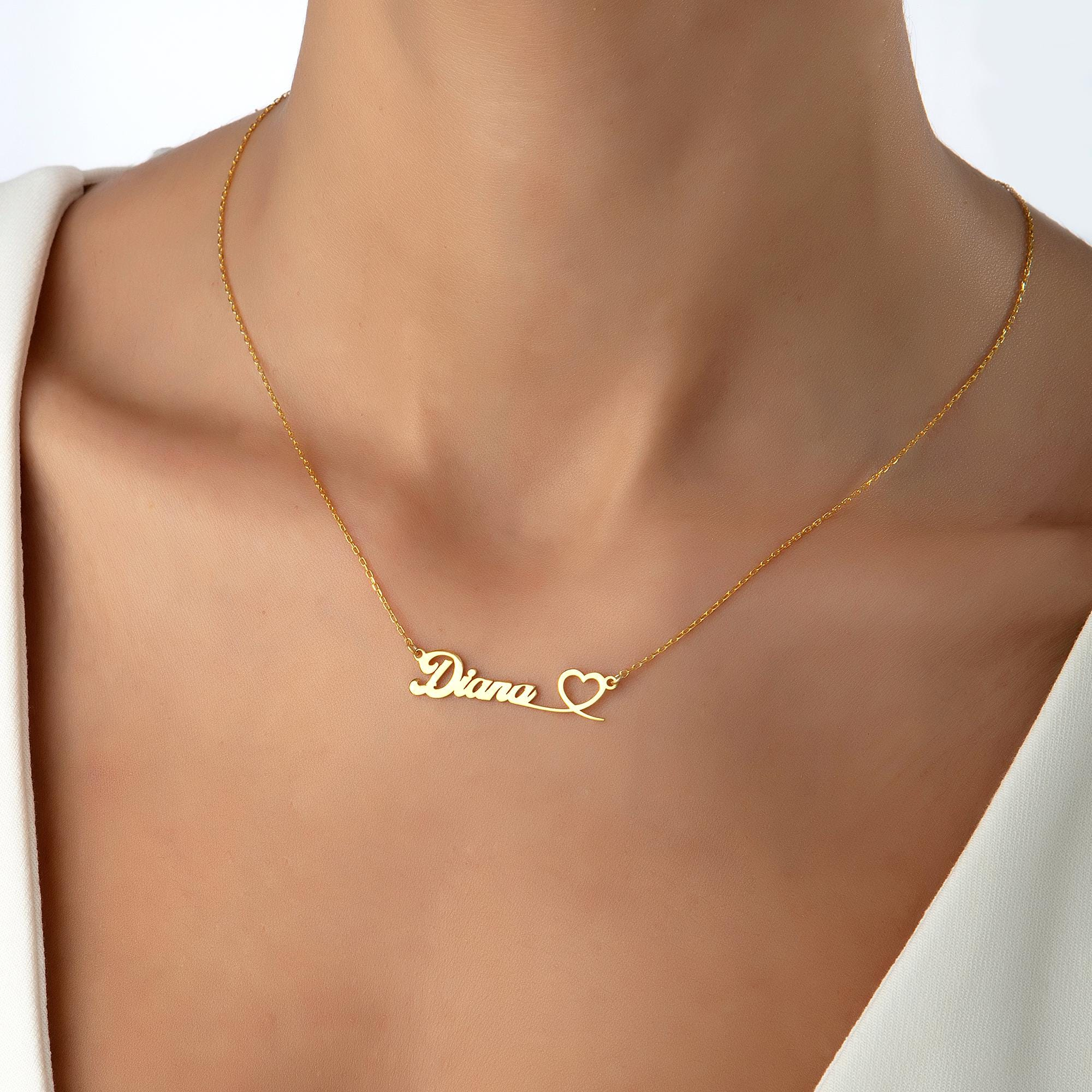 Elegant Name Necklace with Heart