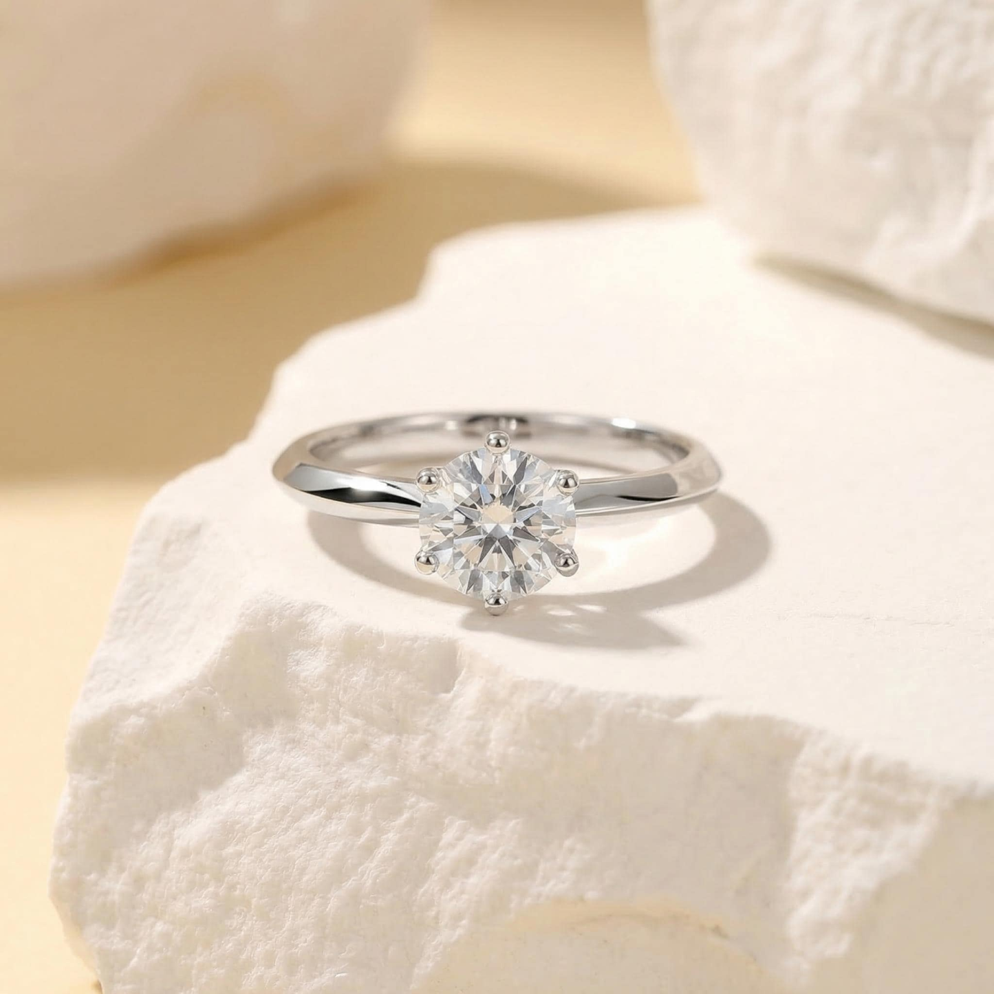 Moissanite Solitaire Ring — A Clear Spark of Forever