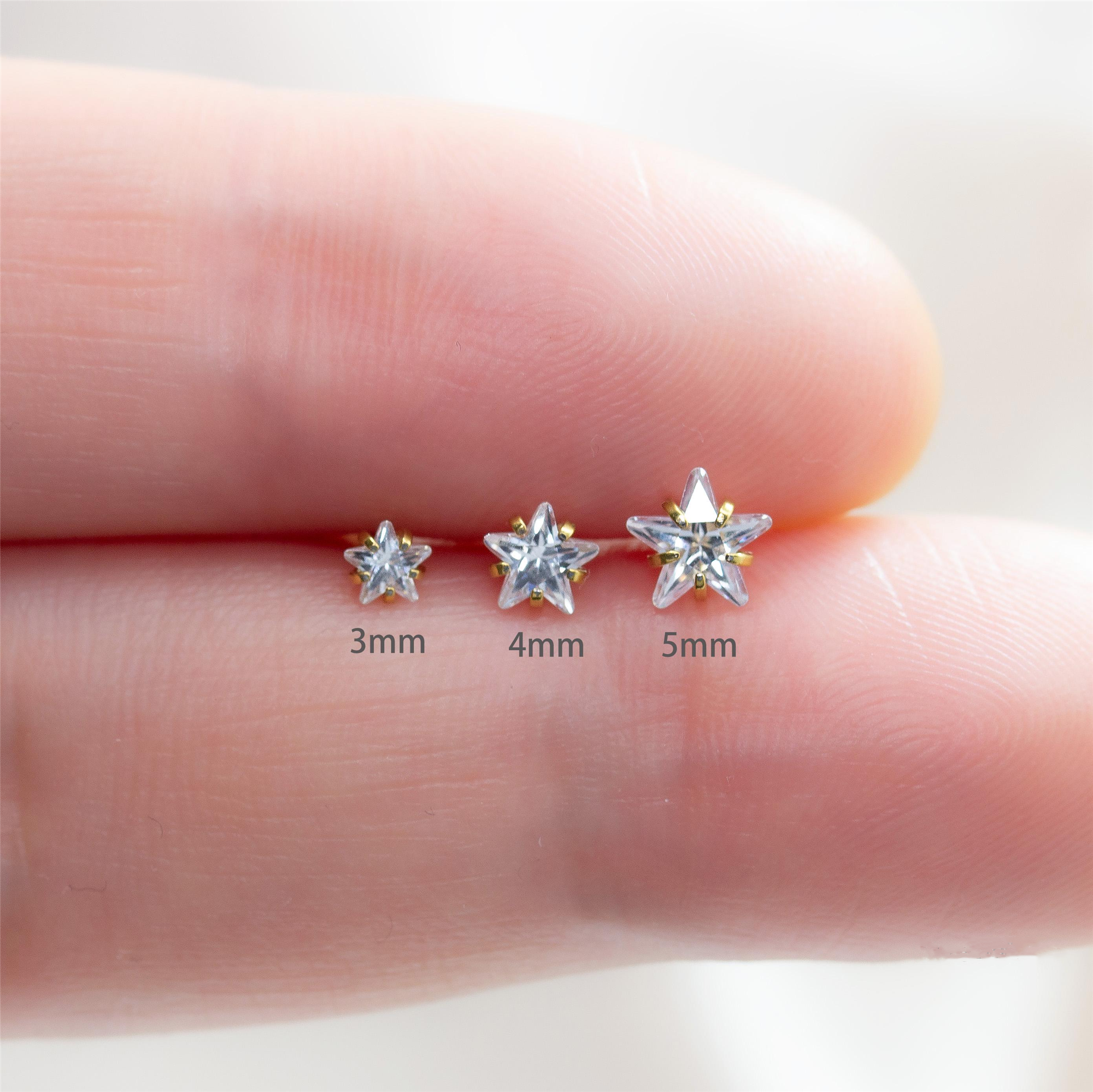 CZ Star Flat Back Labret Stud (2PCS)