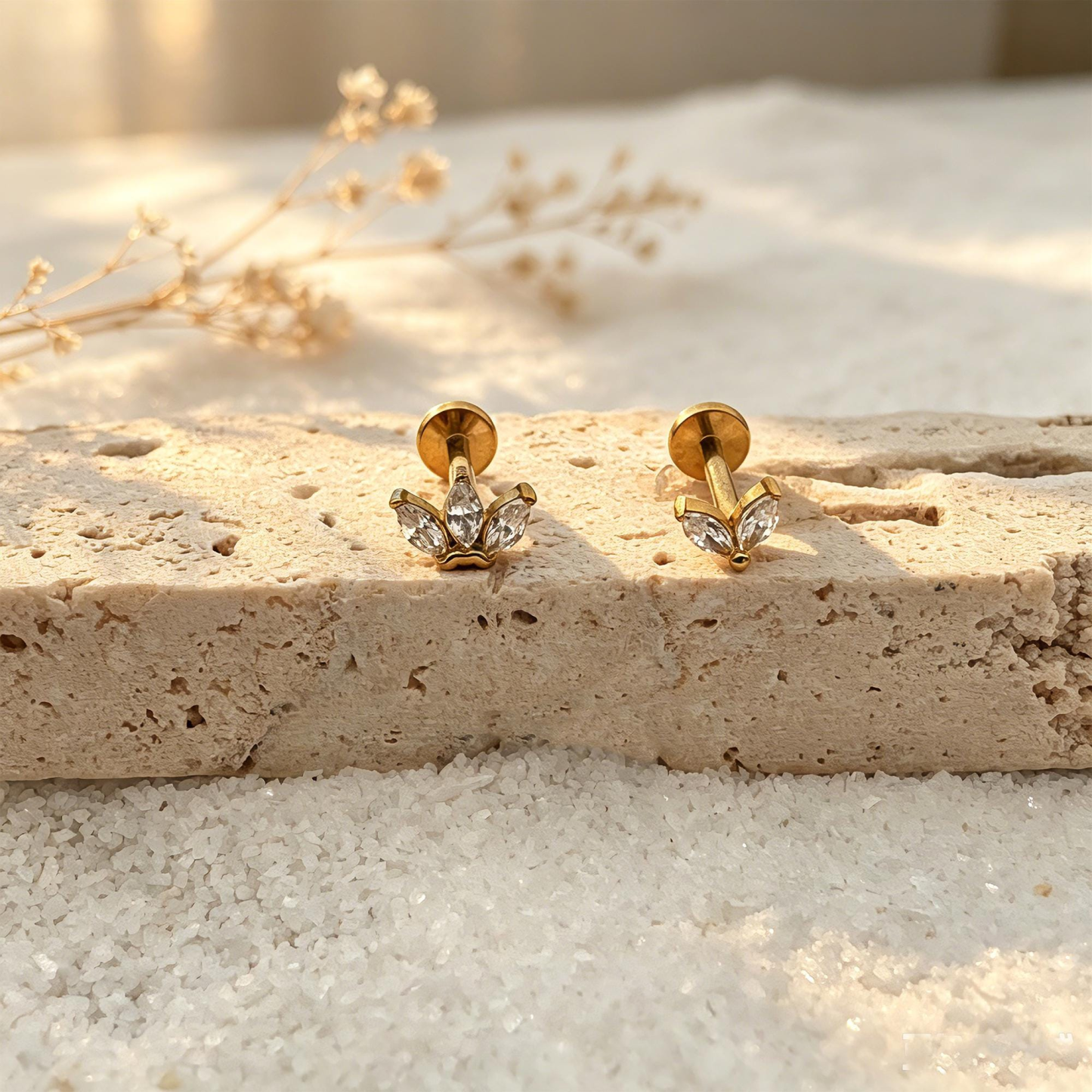 Marquise CZ Stud Earrings — Petal-Like Sparkle for Your Ear Stack