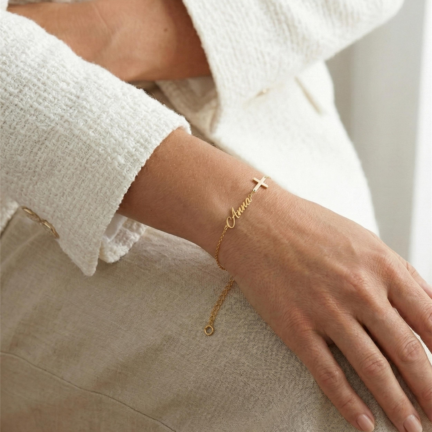 Personalized Name Cross Bracelet