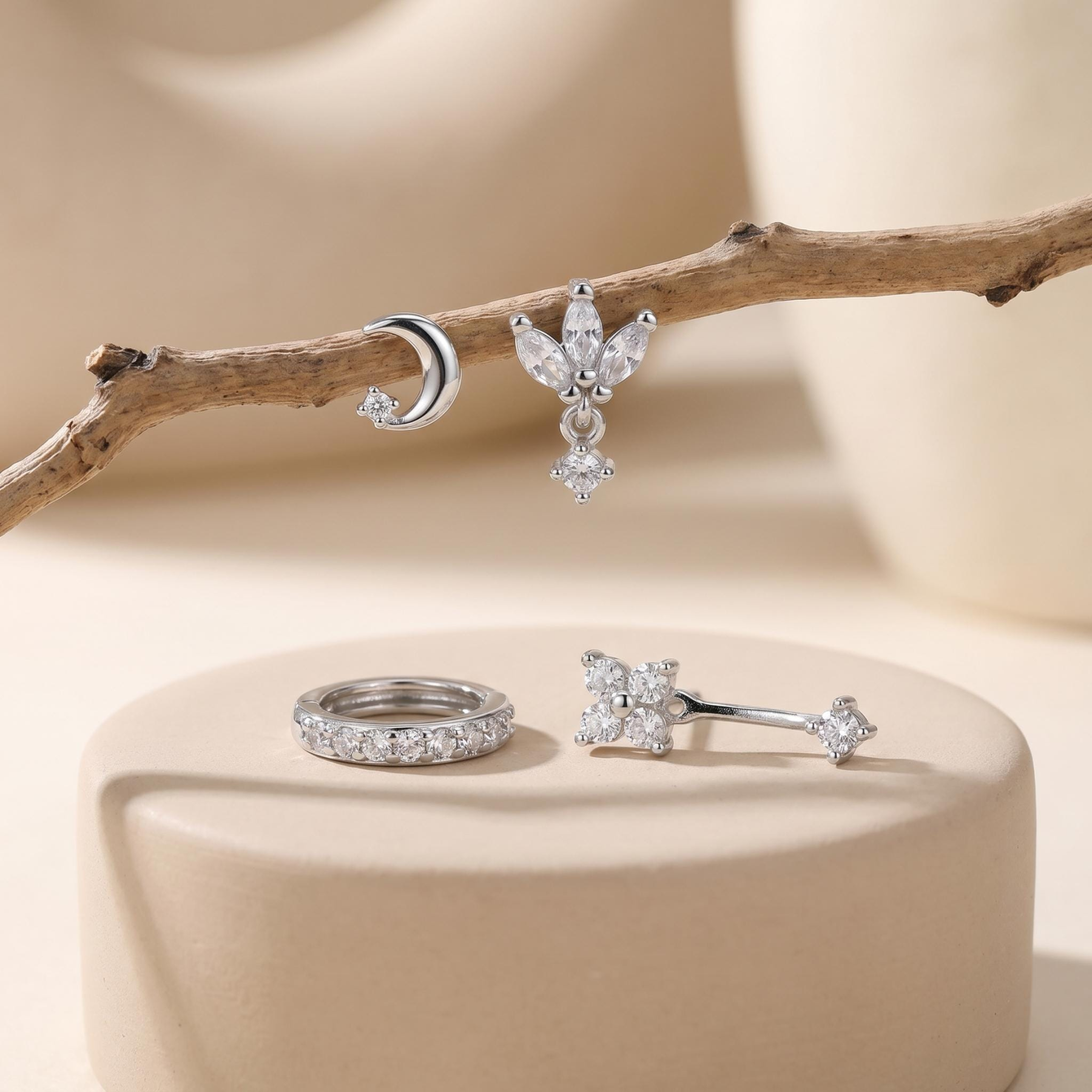 Dainty CZ Dangle Earring Set