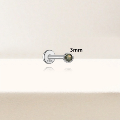 Sterling Silver Natural Moss Agate Gemstone Stud (1 PC)