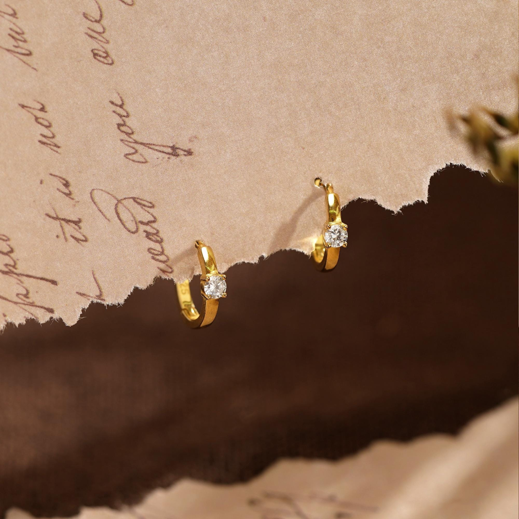 Sterling Silver Diamond Huggie Earrings(2PCS)