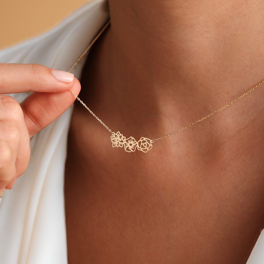 Personalized Birth Flower Necklace (Bracelet)