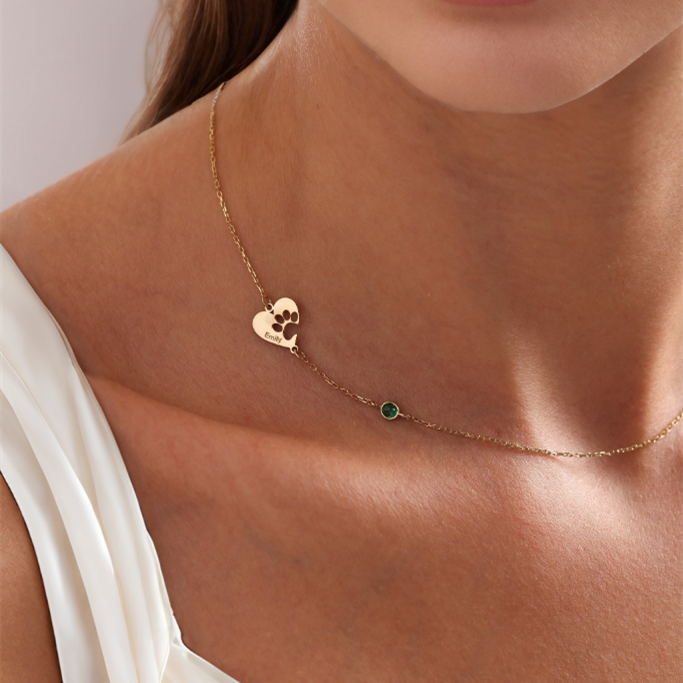 Personalized Engraved Paw Print Necklace