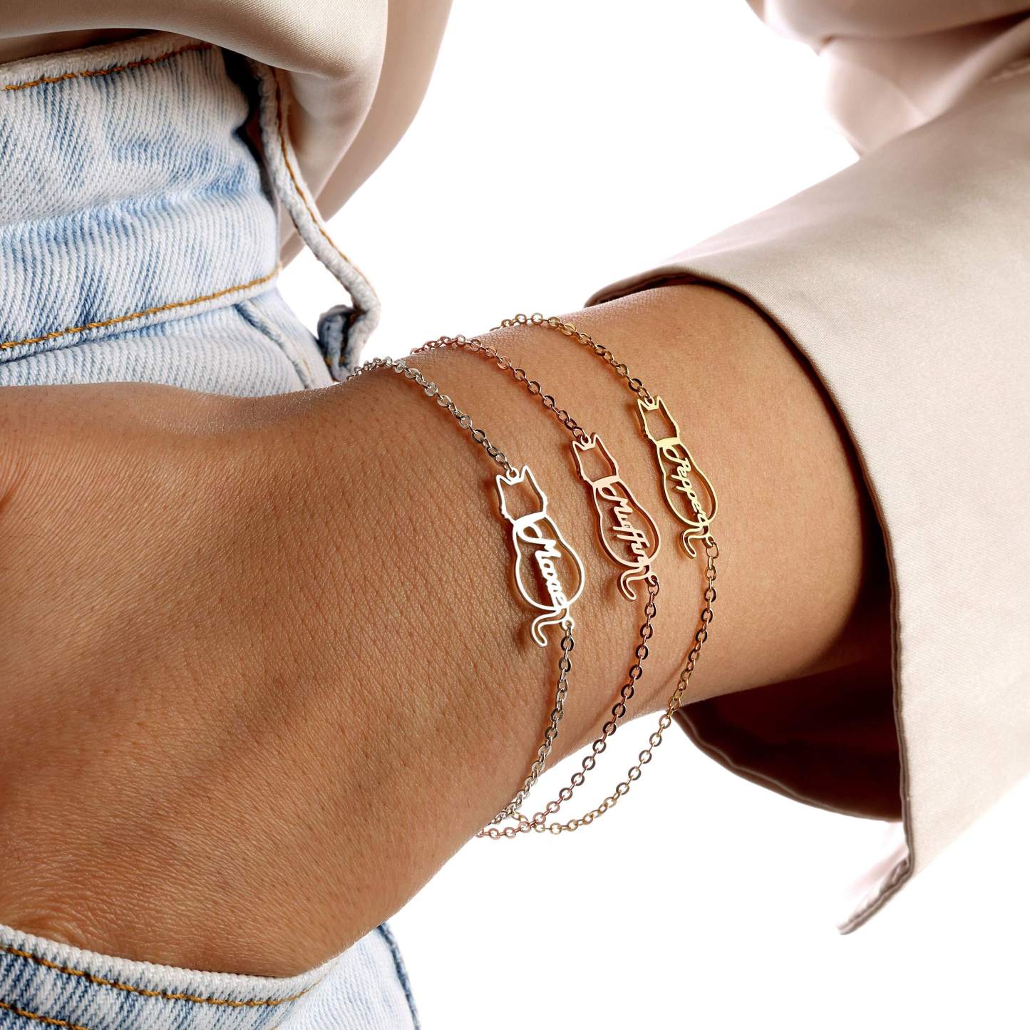 Personalized Name Lucky Cat Bracelet