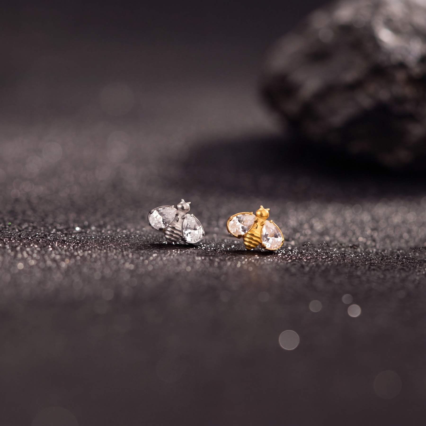 Bee Flat Back Earring — A Tiny Buzz of Sweet Sparkle