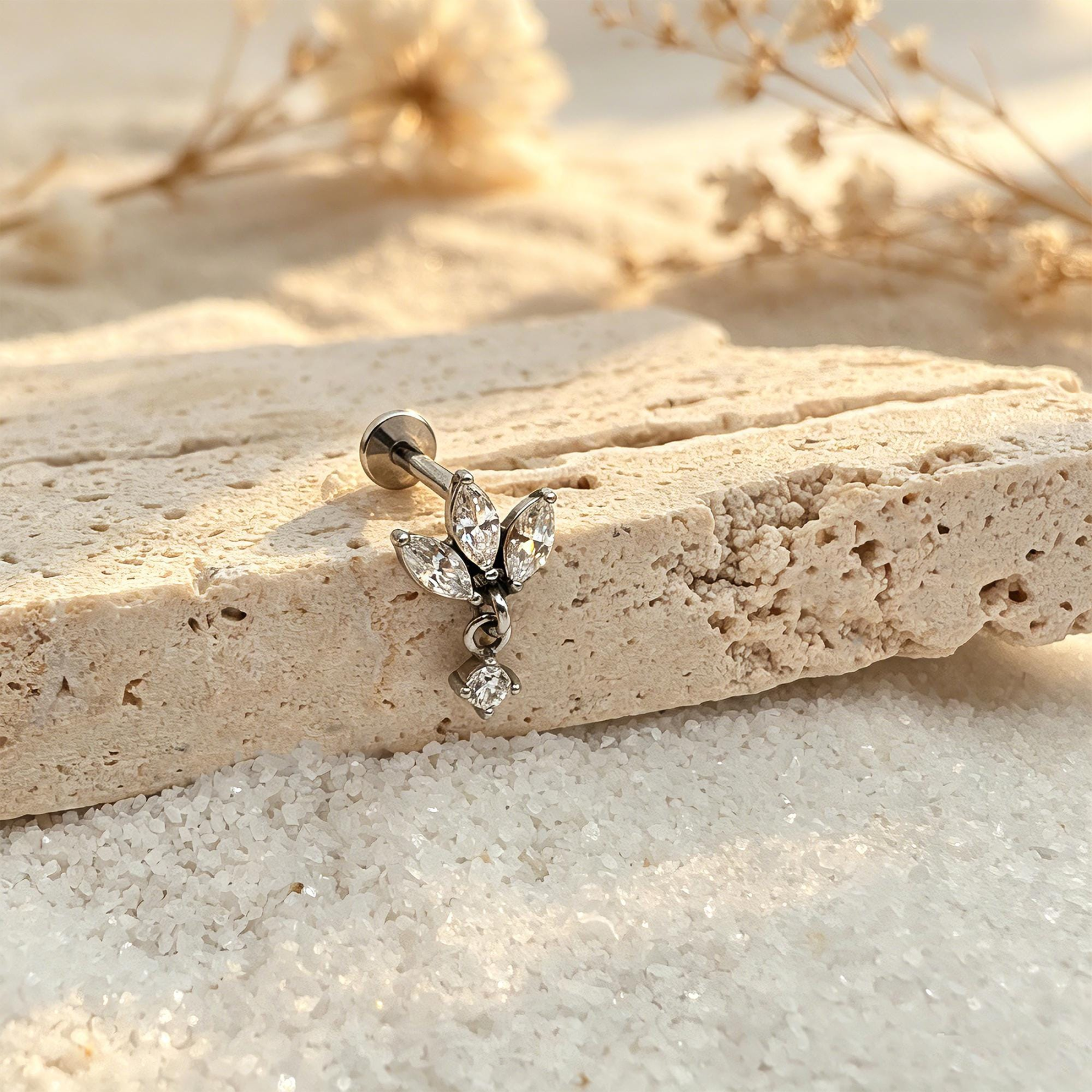 Marquise CZ Stud Earrings — Petal-Like Sparkle for Your Ear Stack