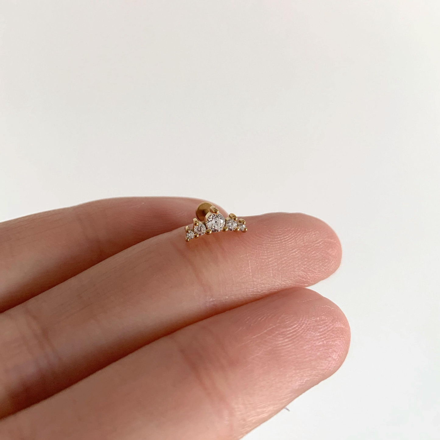 Sterling Silver CZ Climbing Threaded Lip Stud (1 PC)