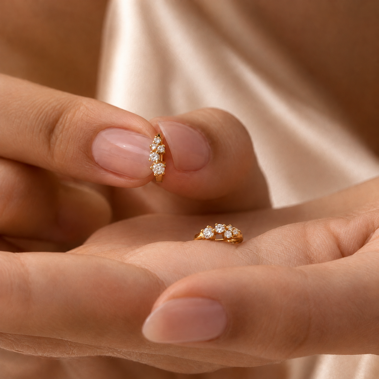 Delicate Diamond Hoop Earrings — Little Sparks of Happiness
