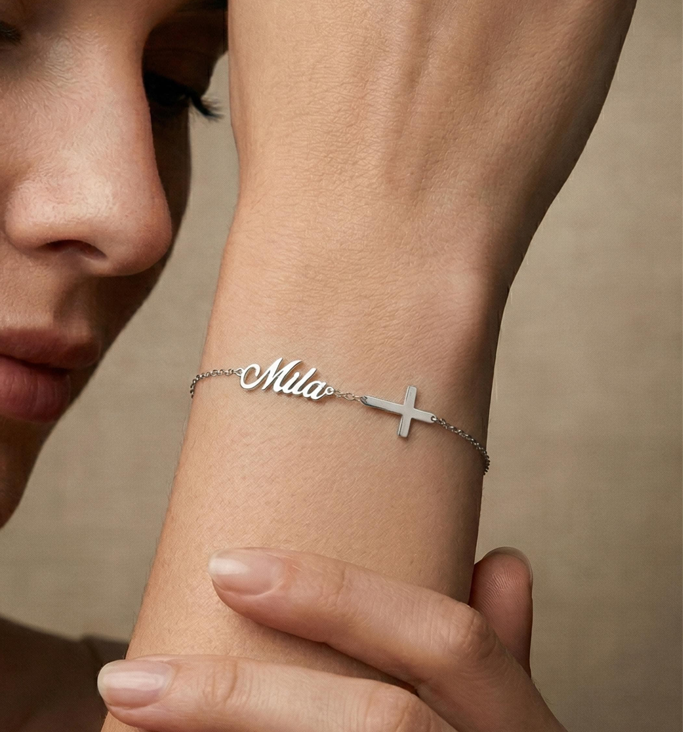 Personalized Name Cross Bracelet
